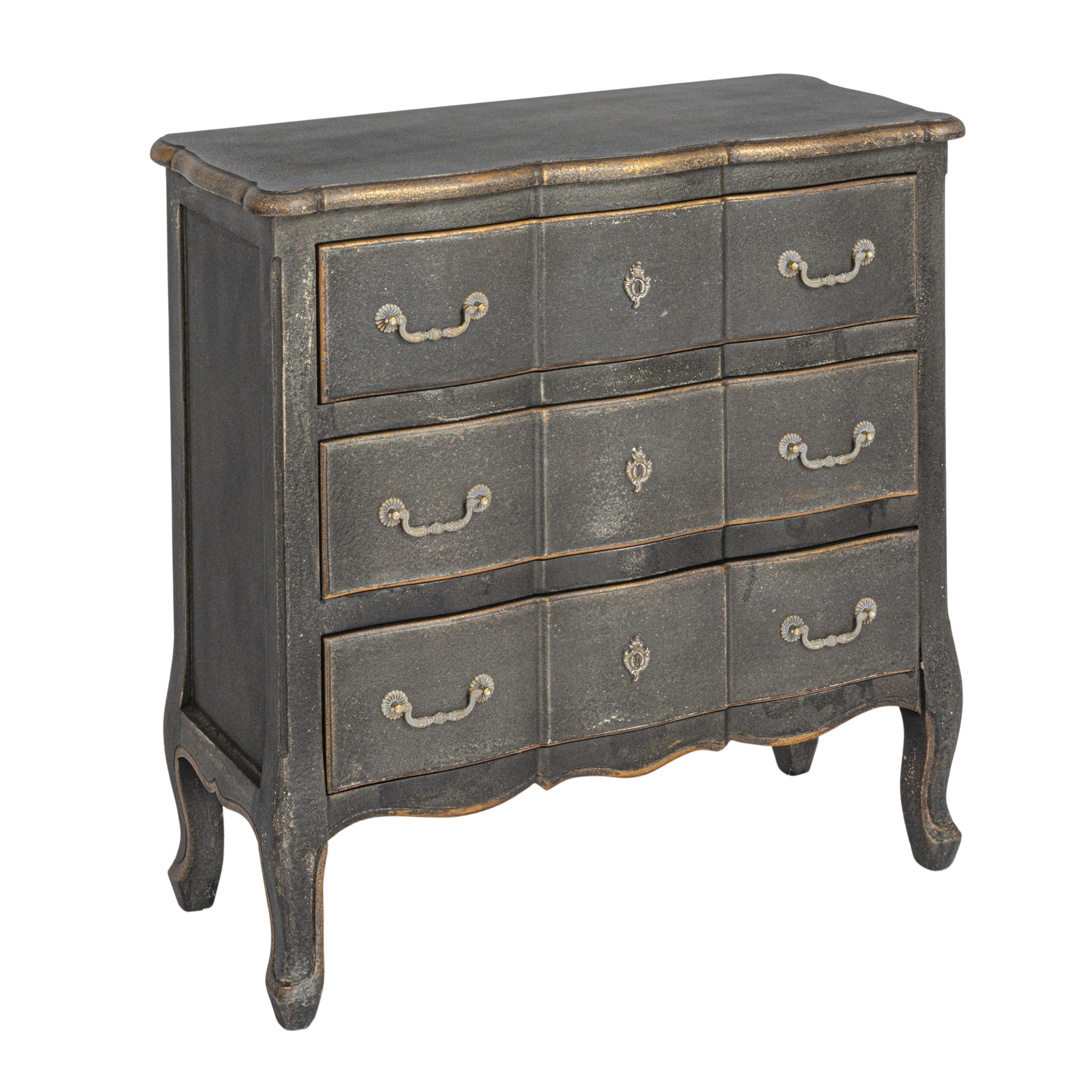 3 drawer dresser black wood Mid-Century 3-Drawer Arched Dresser Black Oak (Set of 2)