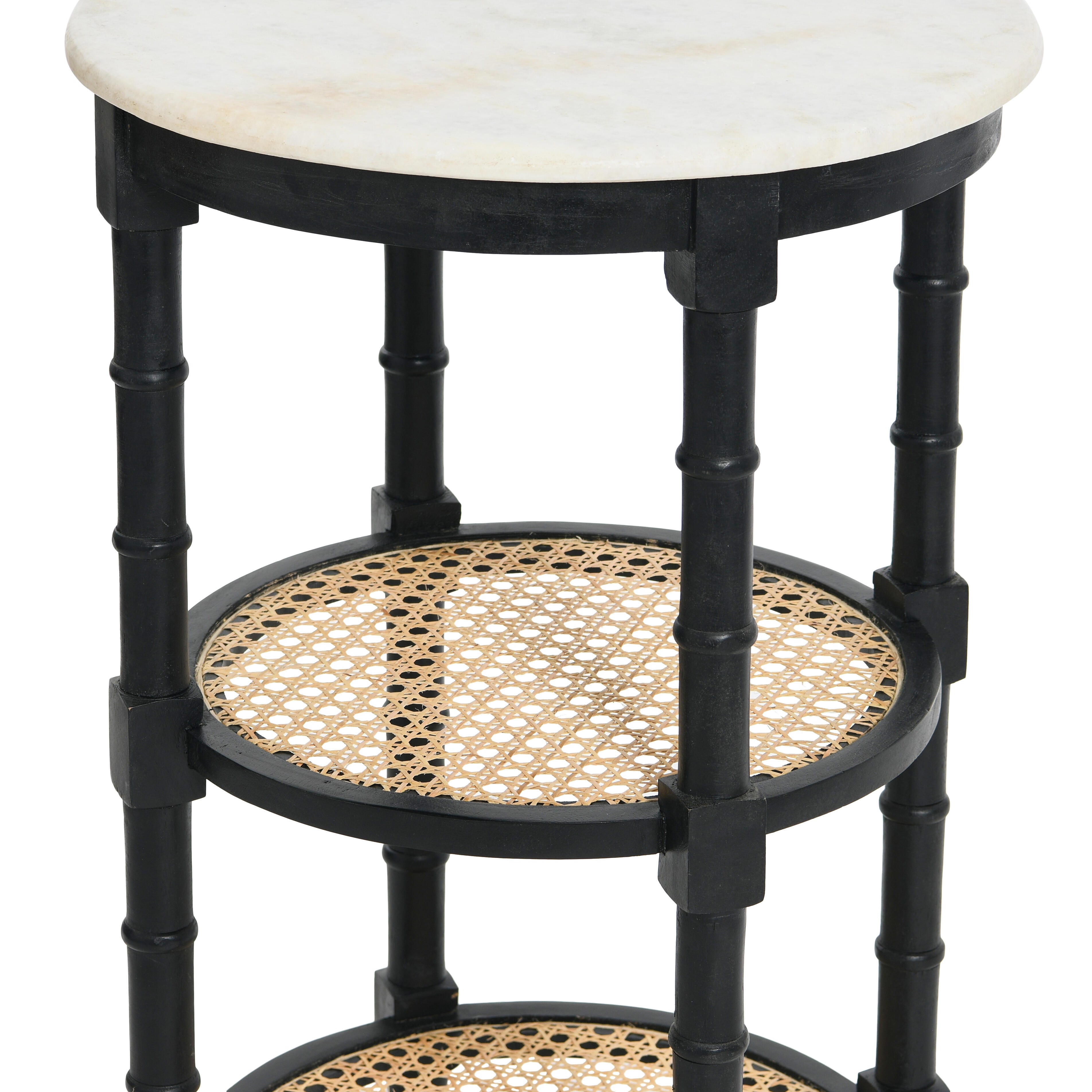 Storied Home End Table with 2 Shelves, Black, large
