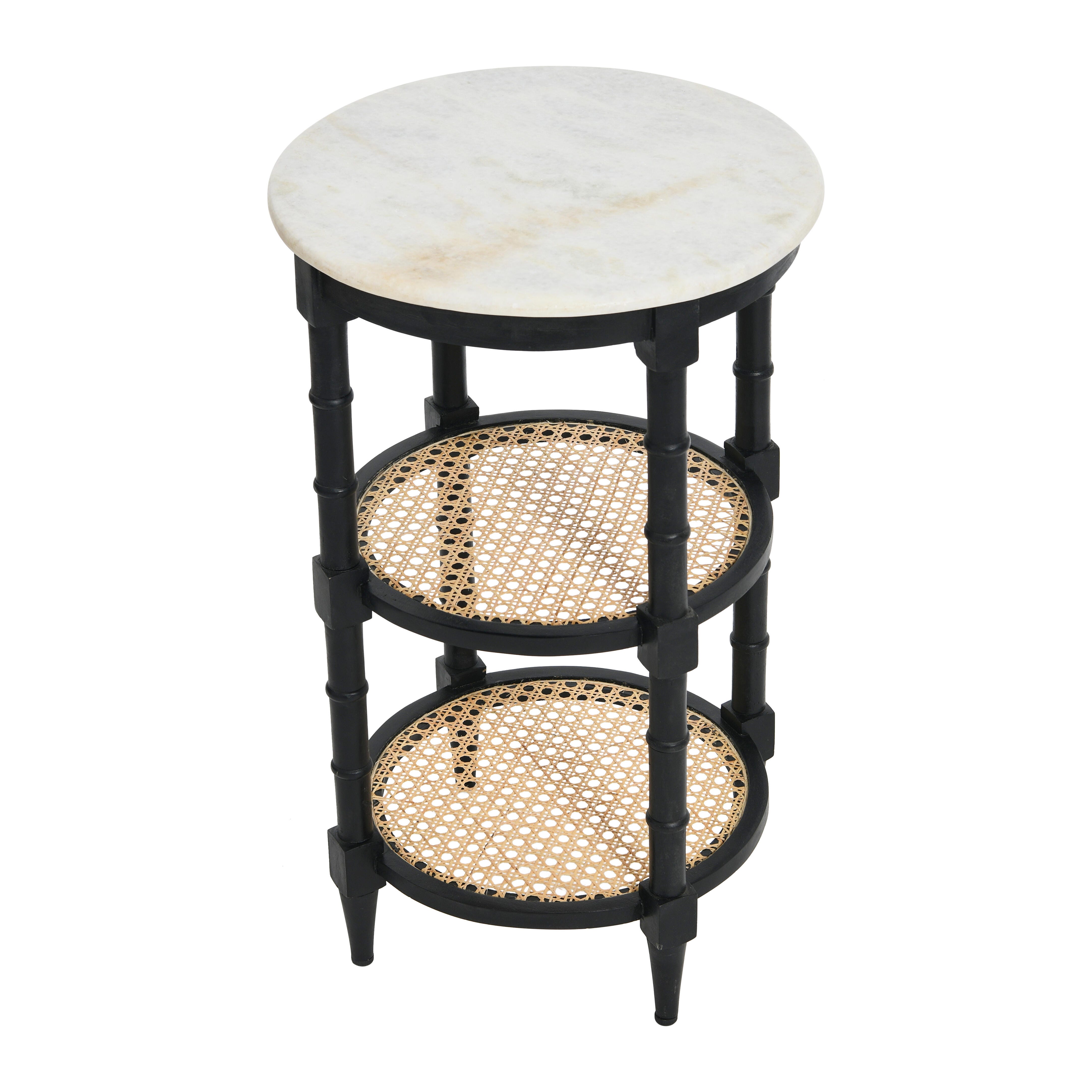 Storied Home End Table with 2 Shelves, Black, large