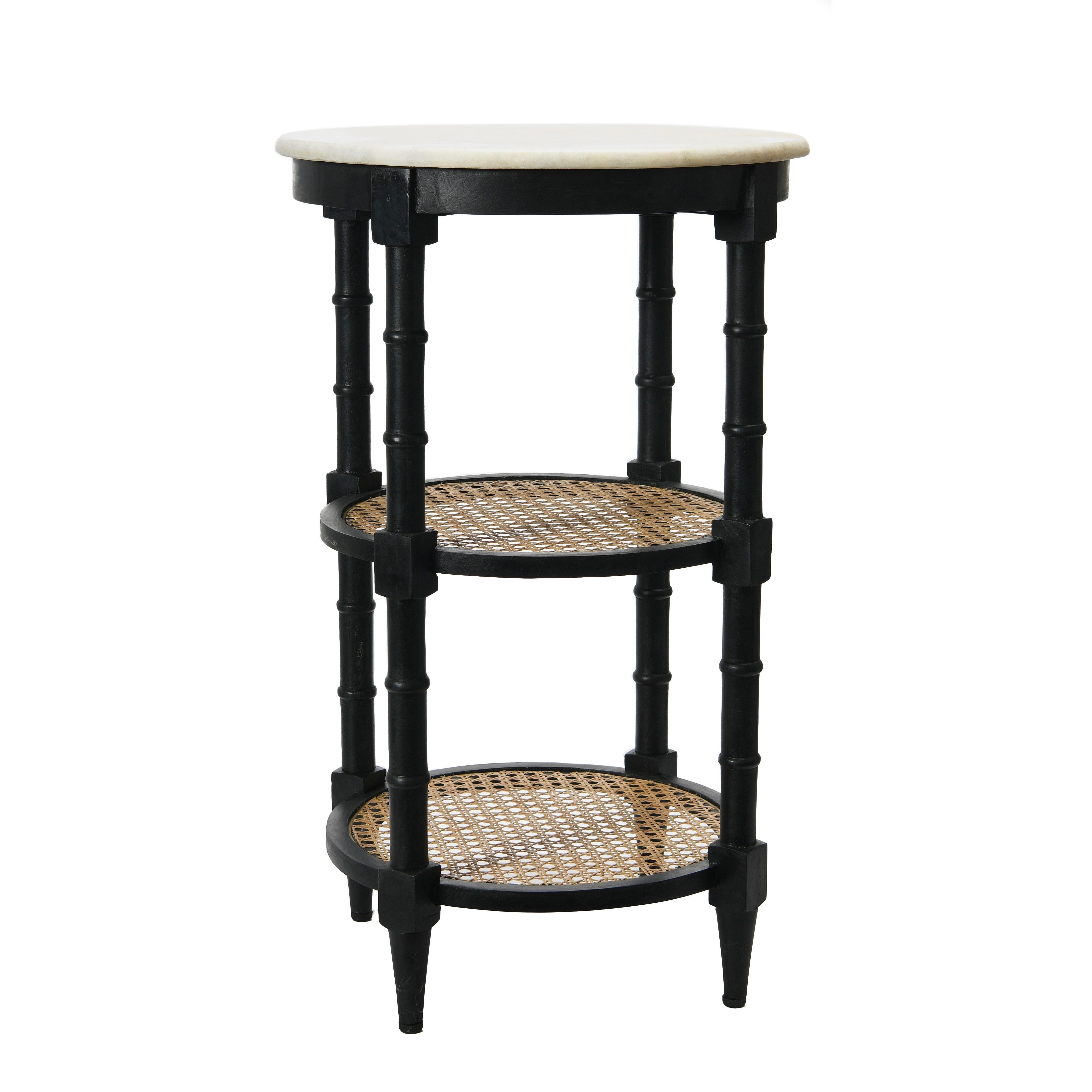 Storied Home End Table with 2 Shelves, Black, large