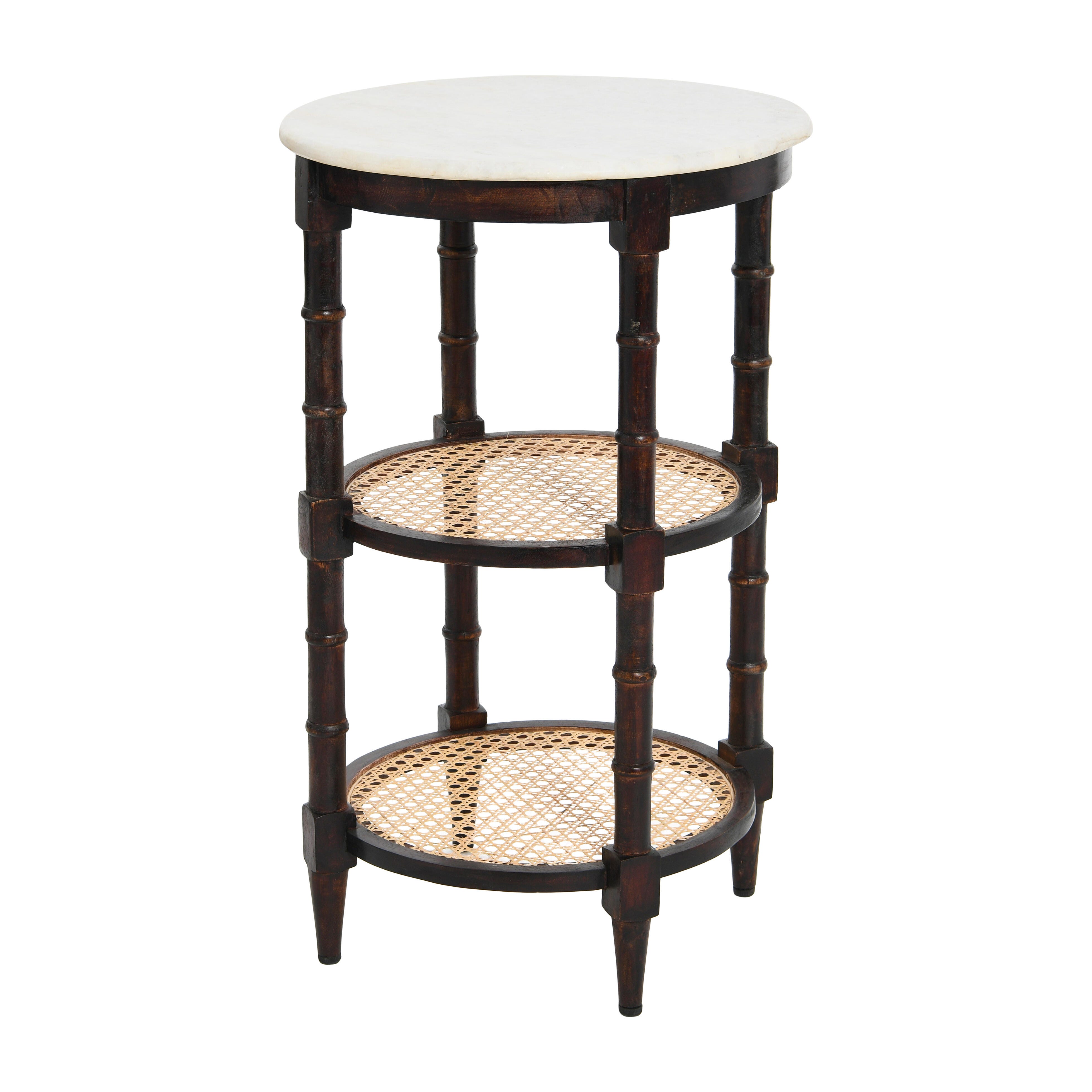 Storied Home End Table with 2 Shelves, Medium Brown, large