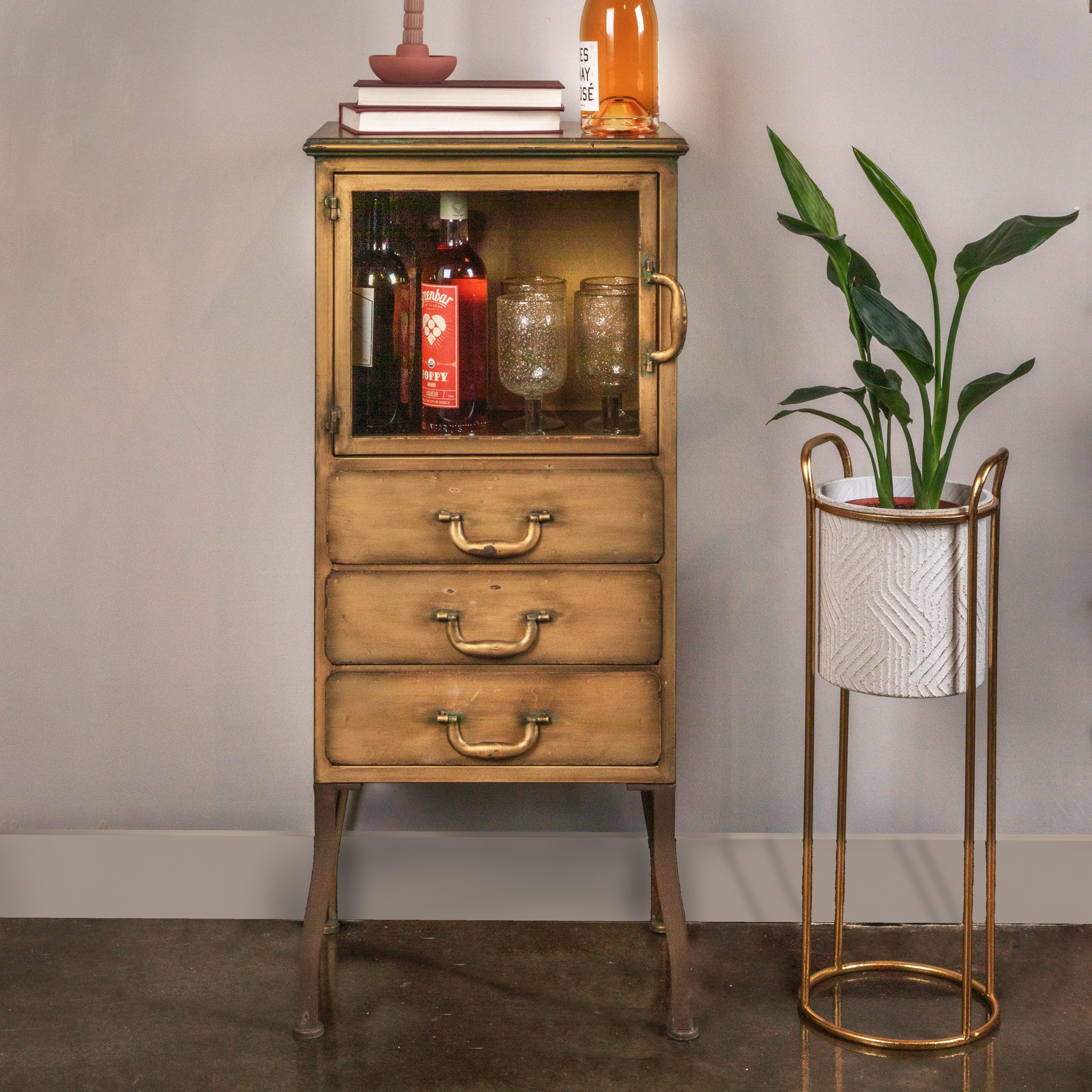 Storied Home Cabinet with Storage, Gold, large