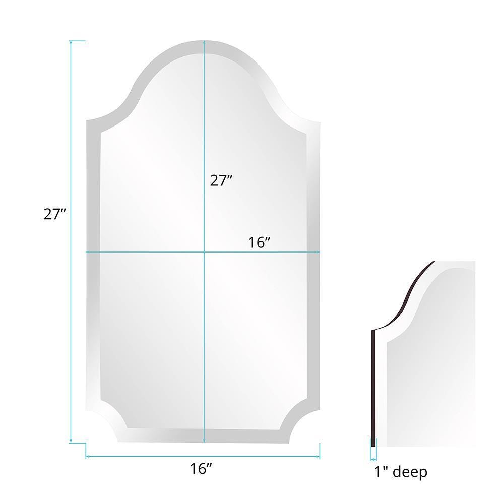 Howard Elliott Frameless Arched Scalloped Mirror, , large