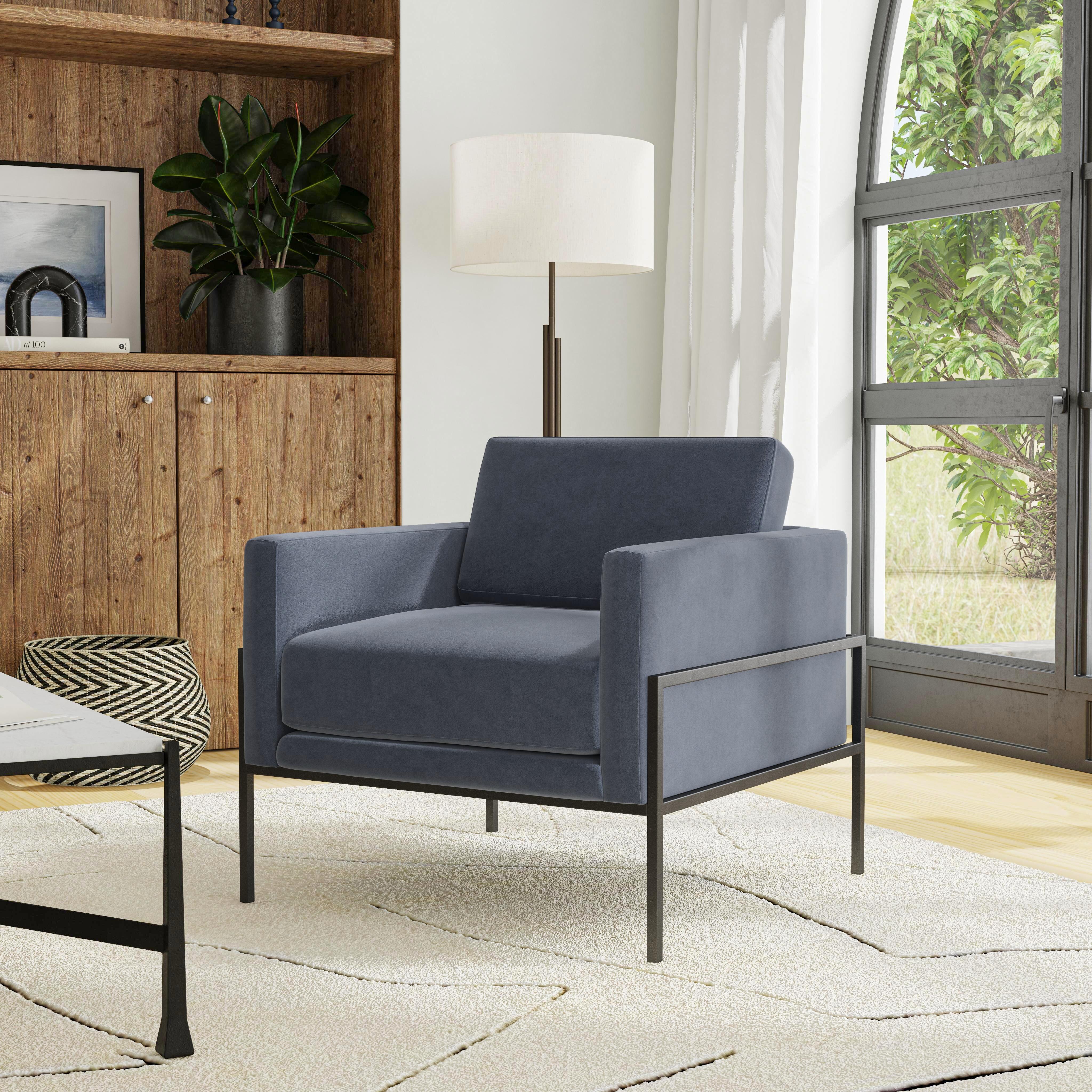 HomePop Accent Chair, Blue, rollover