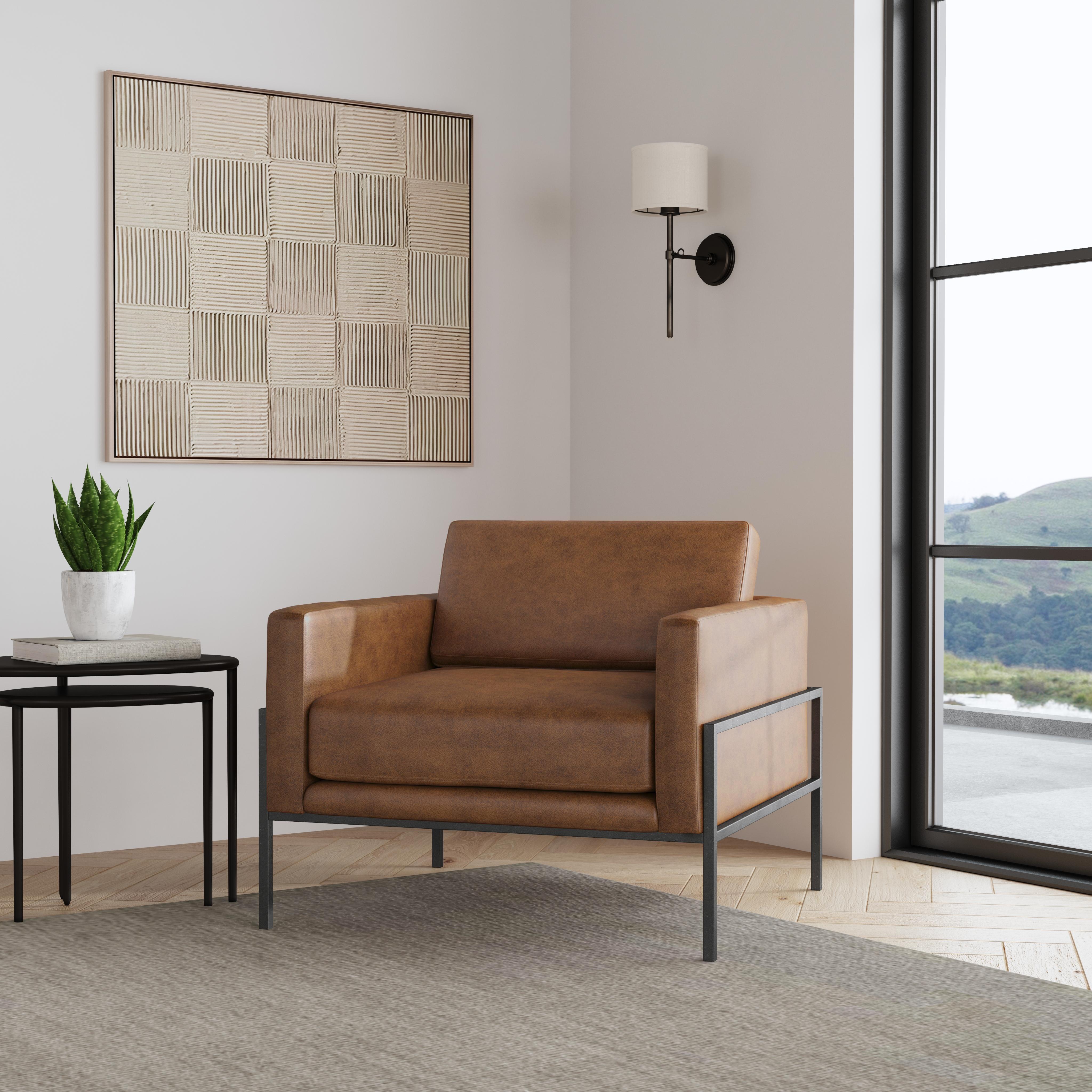 HomePop Accent Chair, Brown, rollover