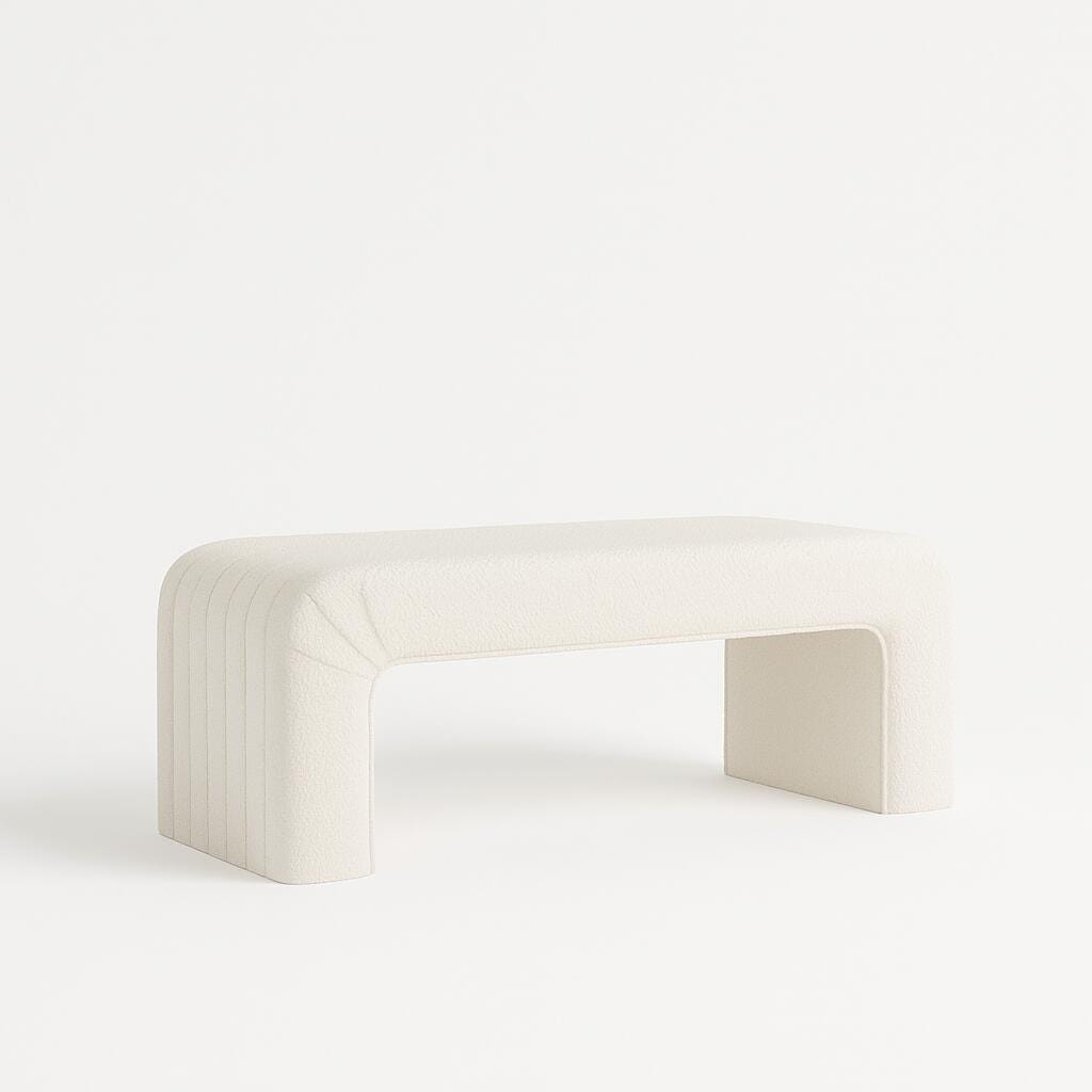 HomePop Bench, Cream, large