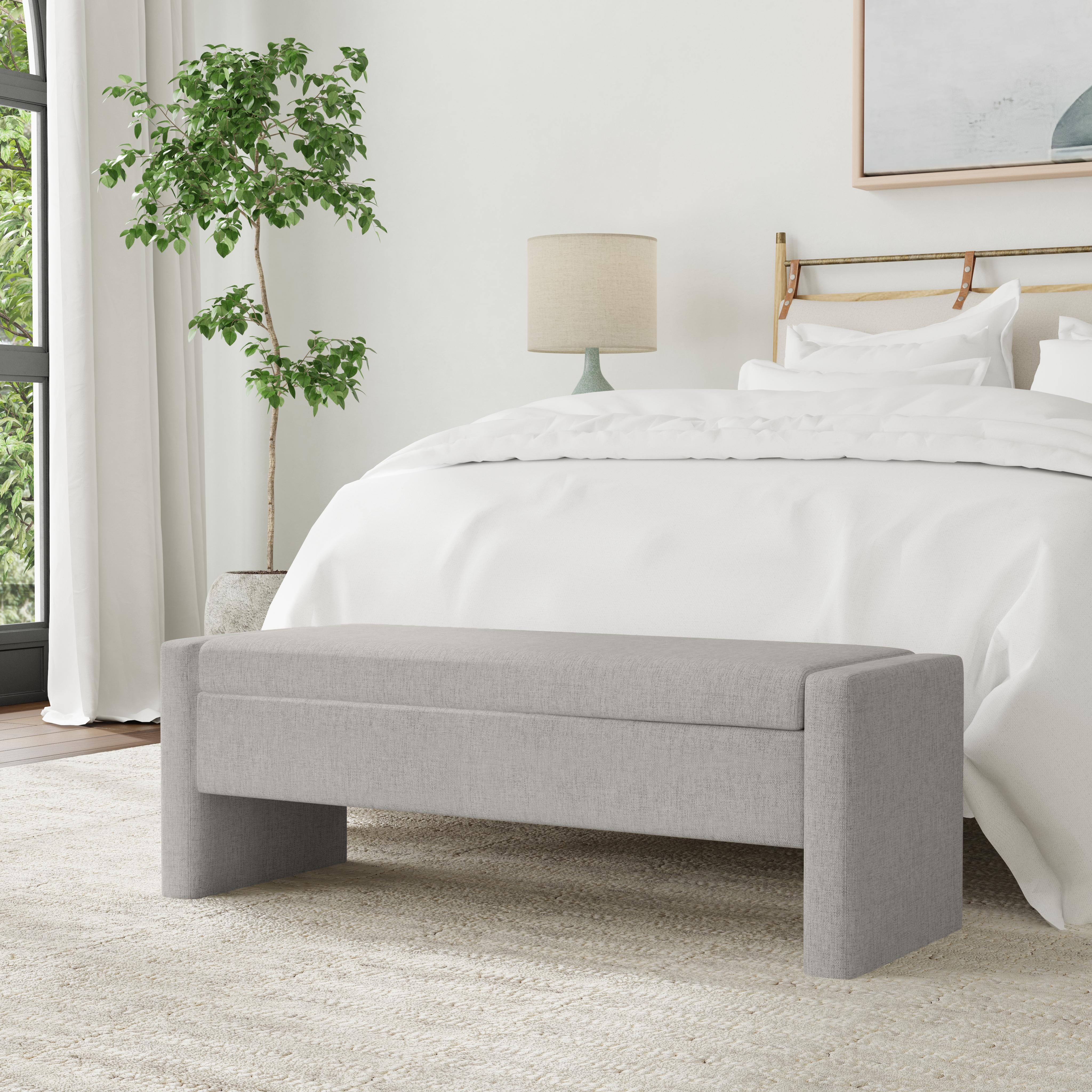 HomePop Storage Bench, Cream, large