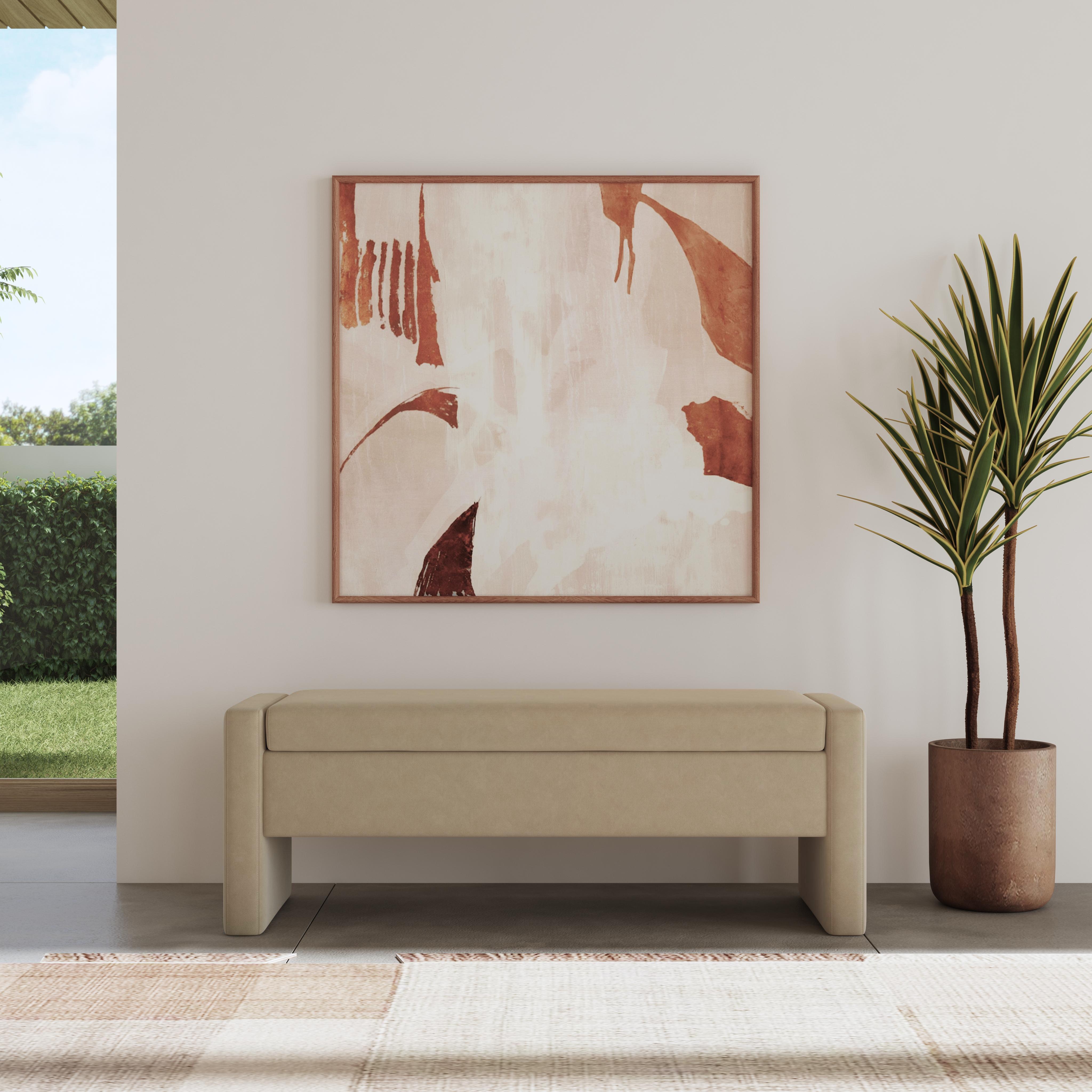 HomePop Storage Bench, Tan, rollover