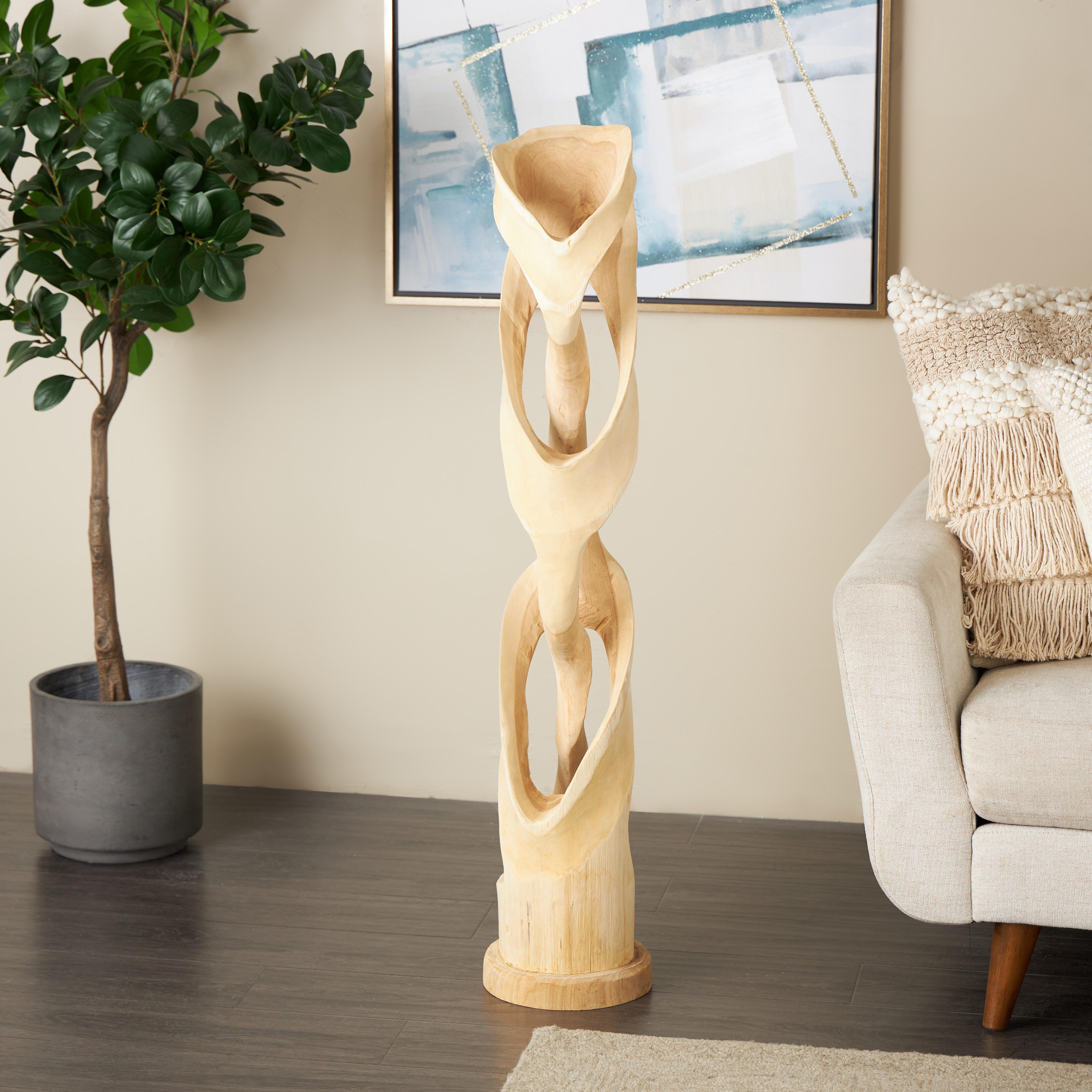 Bayberry Lane Decorative Live Edge Intertwined Post Floor Sculpture, , rollover