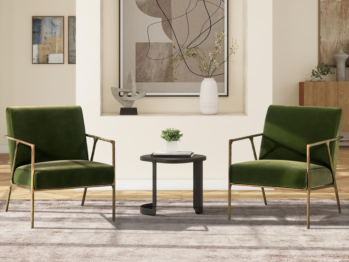 Jennifer Taylor Home Aerin Accent Arm Chair, Olive Green, large