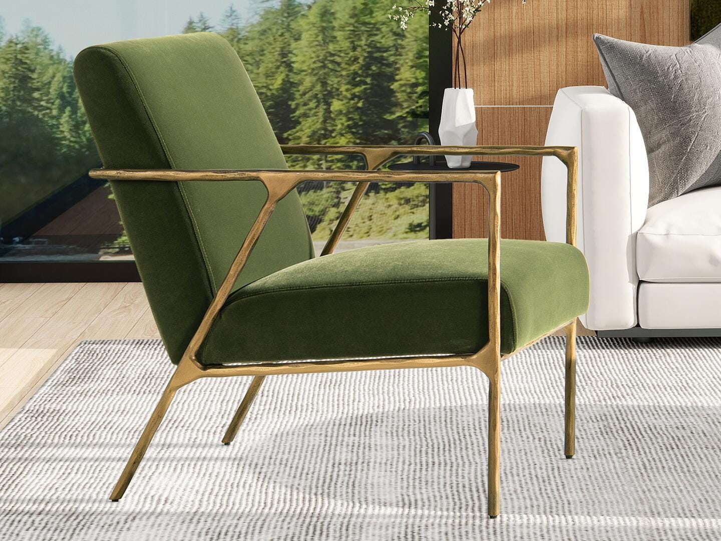 Jennifer Taylor Home Aerin Accent Arm Chair, Olive Green, large