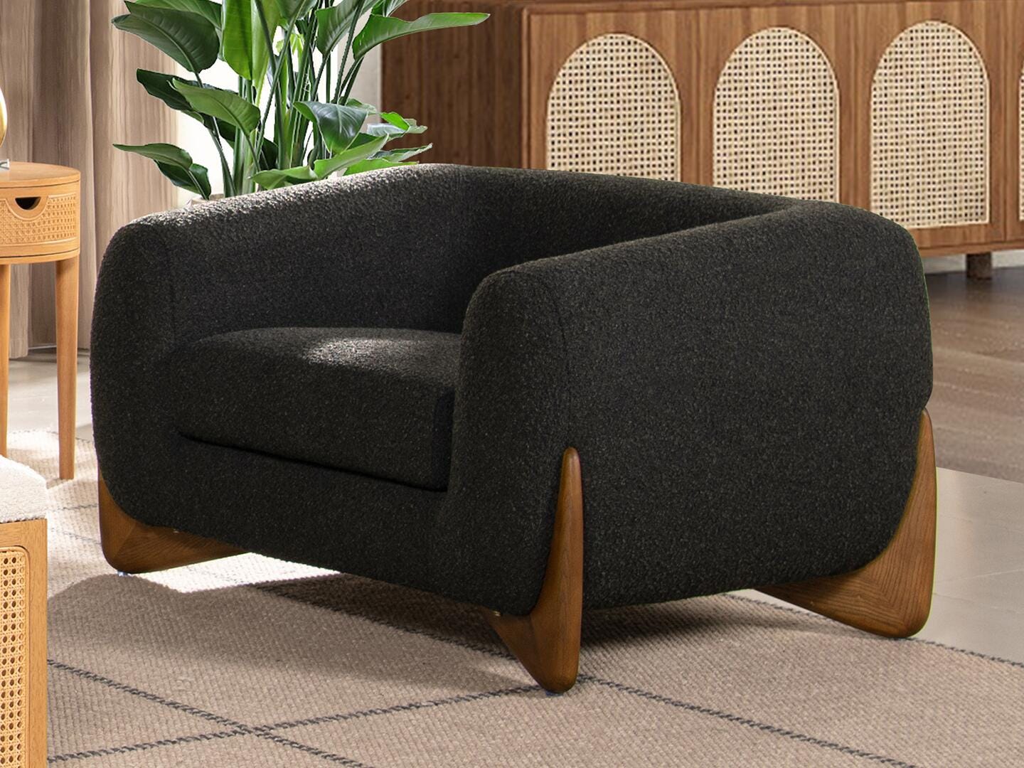 Jennifer Taylor Home Alpine Accent Arm Chair, Ebony Black, large