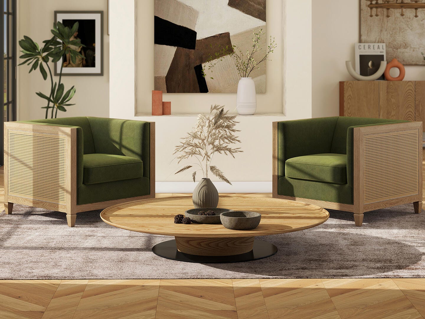 Jennifer Taylor Home Georgia Cane Accent Armchair, , rollover