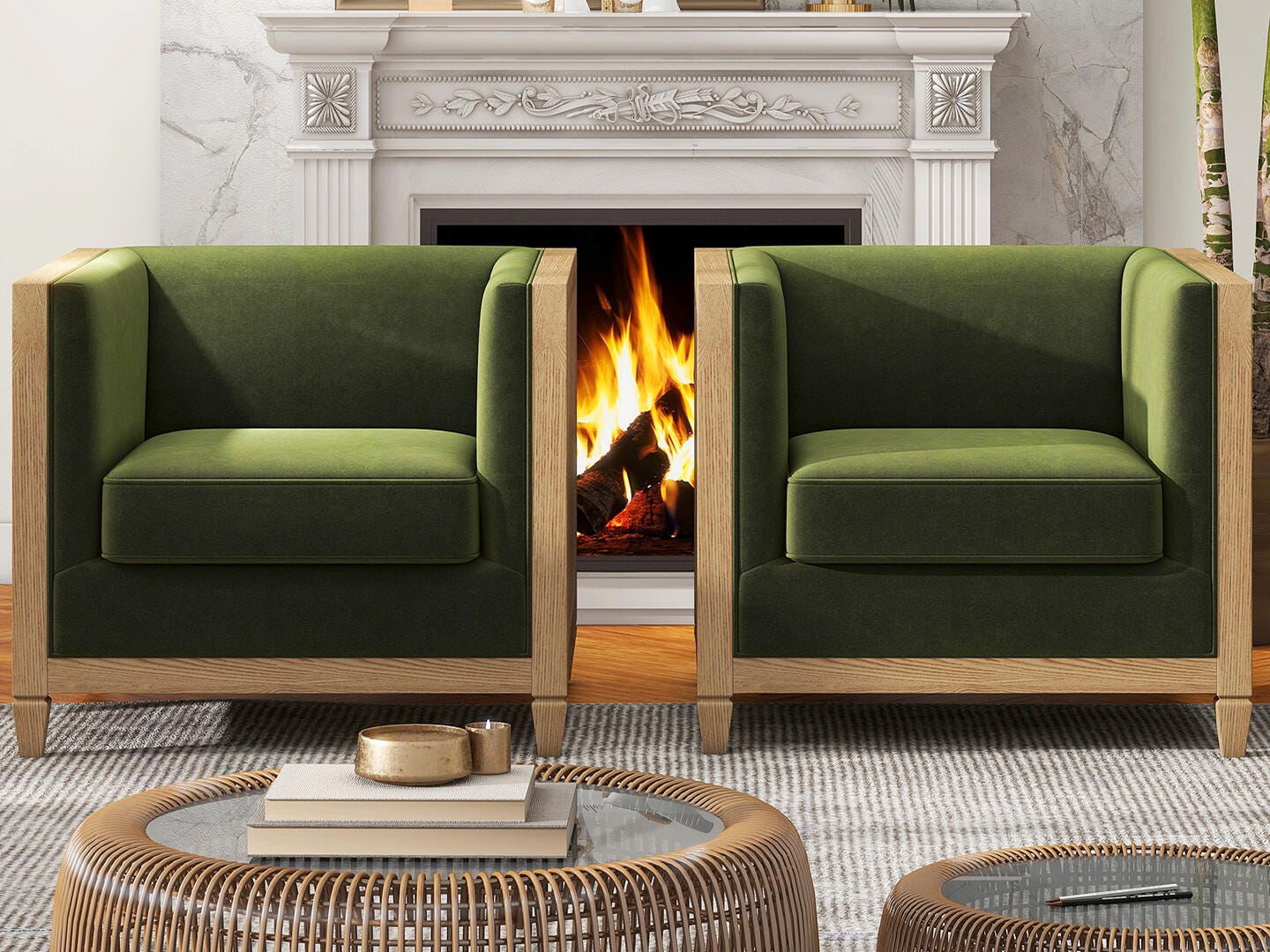 Jennifer Taylor Home Georgia Cane Accent Armchair, , large