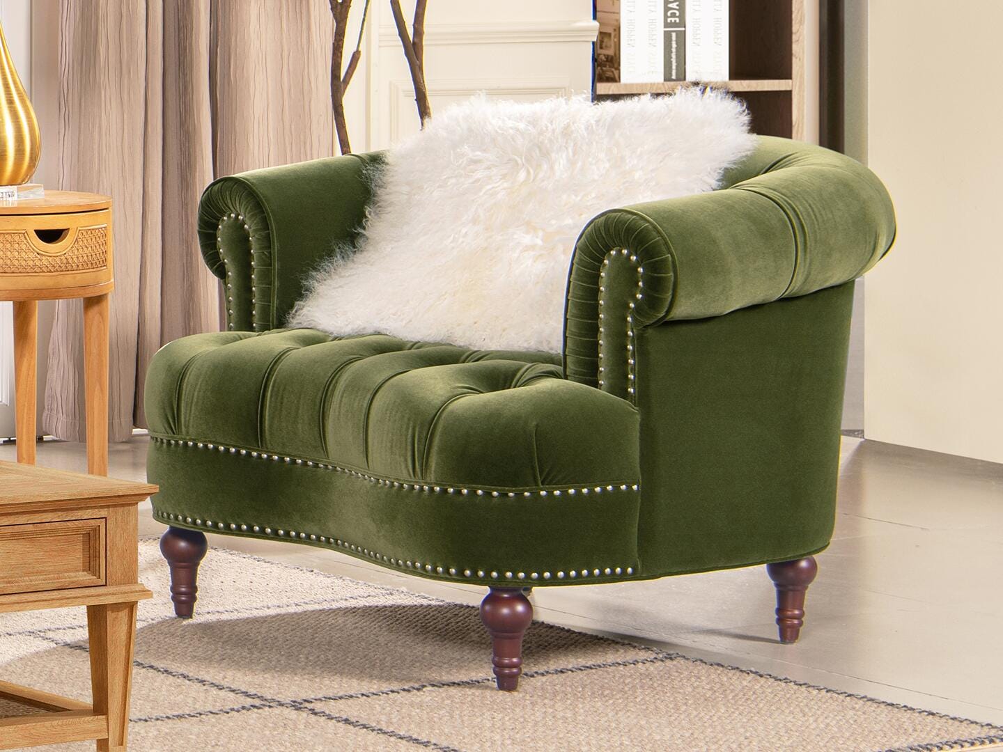 Jennifer Taylor Home La Rosa Tufted Accent Chair, Olive Green, rollover