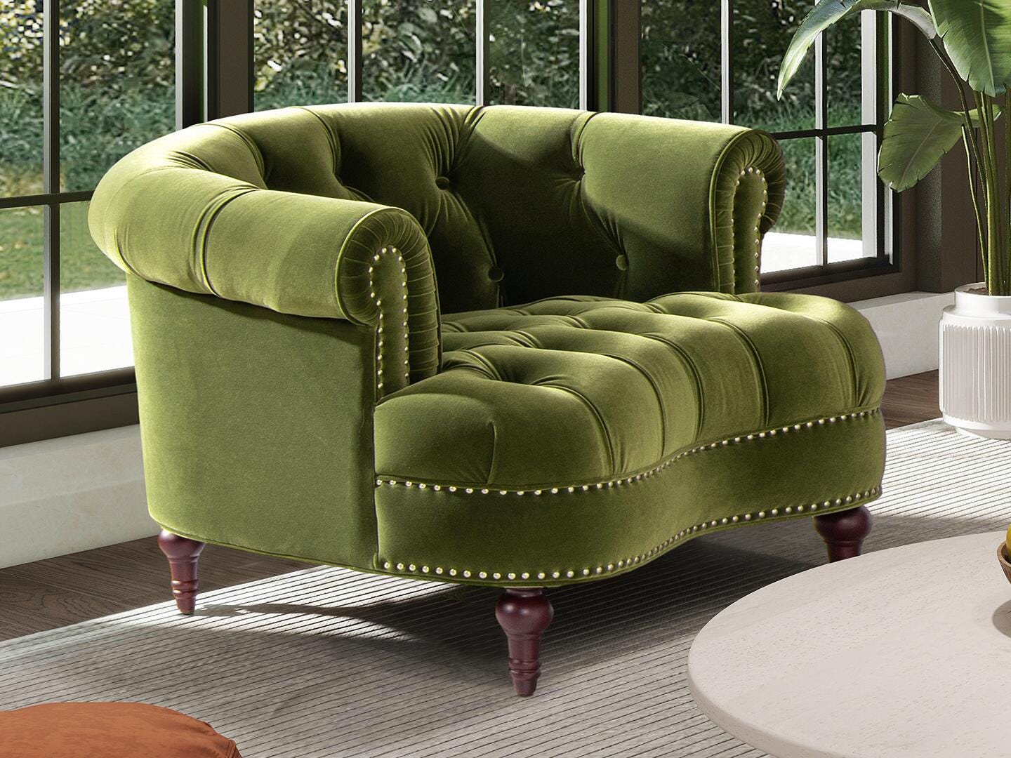Jennifer Taylor Home La Rosa Tufted Accent Chair, Olive Green, large
