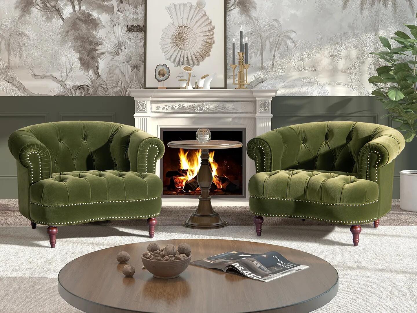 Jennifer Taylor Home La Rosa Tufted Accent Chair, Olive Green, large