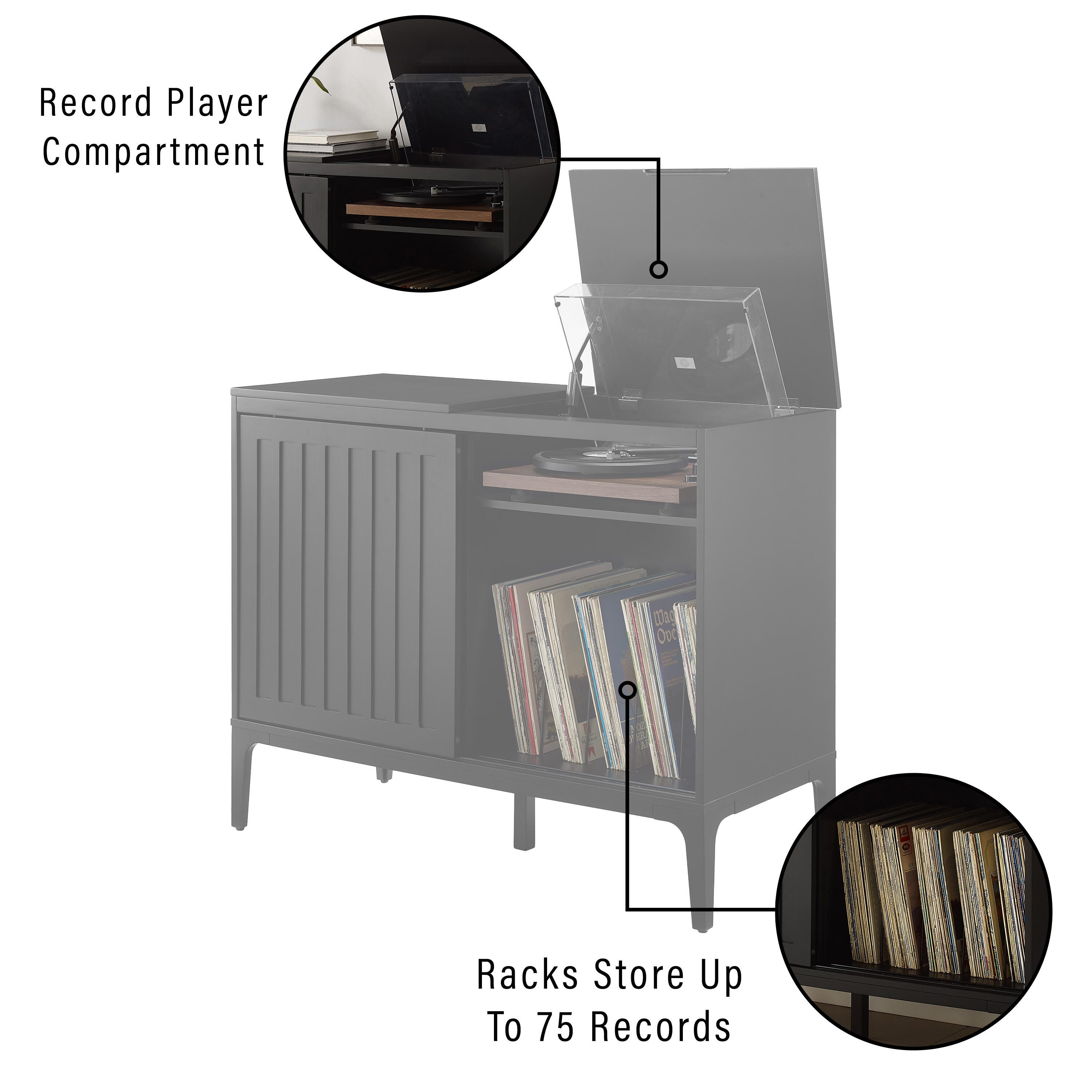 Crosley Furniture Asher 42" Record Storage Accent Console, , large