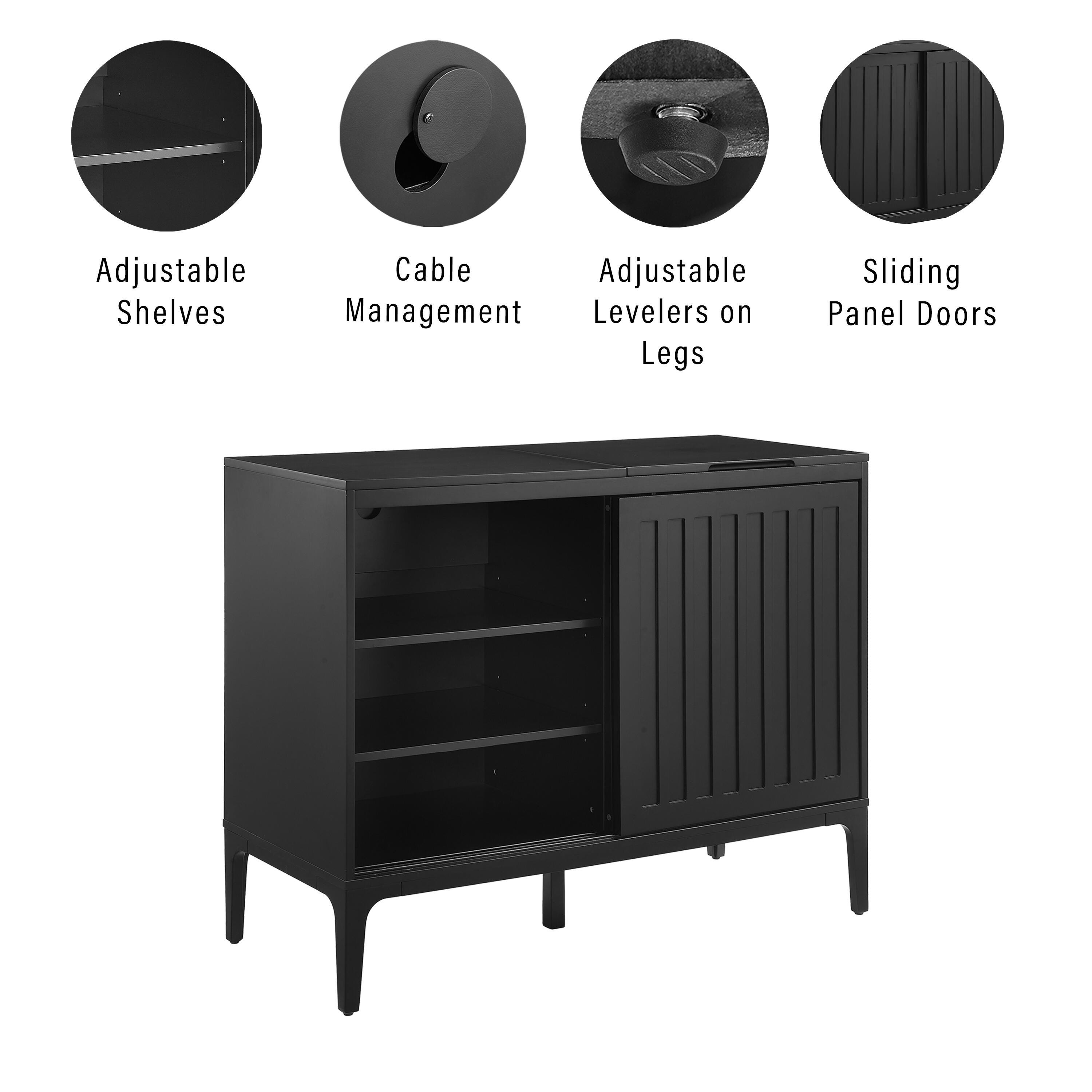 Crosley Furniture Asher 42" Record Storage Accent Console, , large