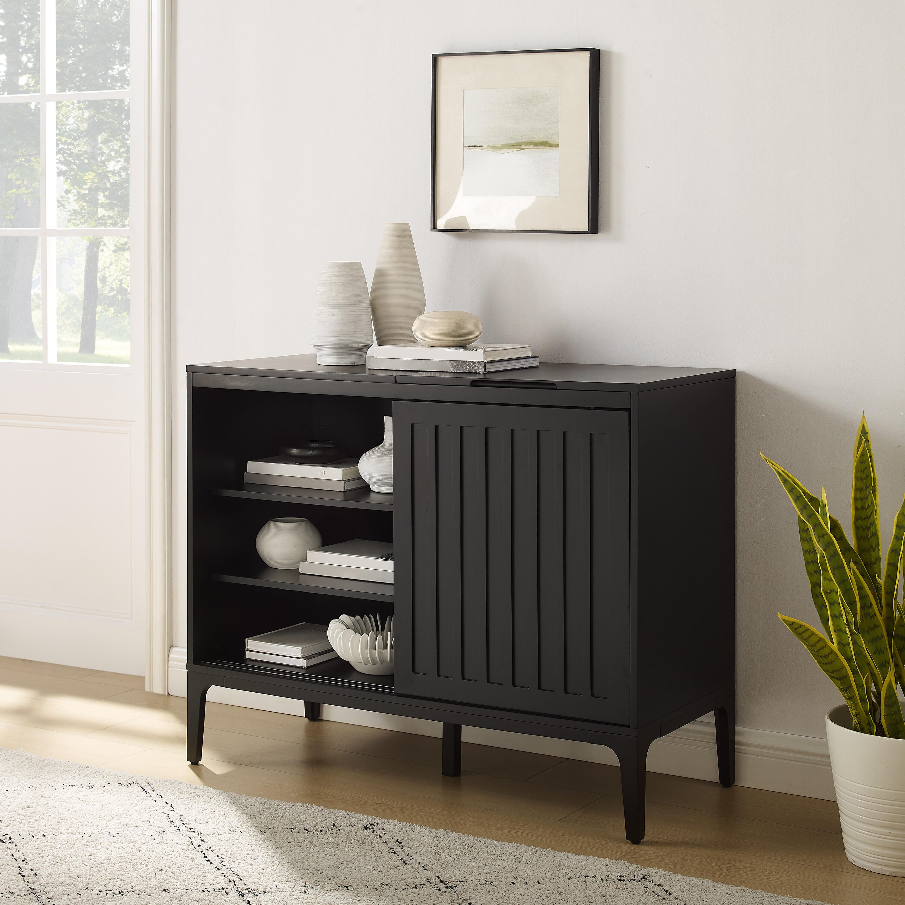 Crosley Furniture Asher 42" Record Storage Accent Console, , large