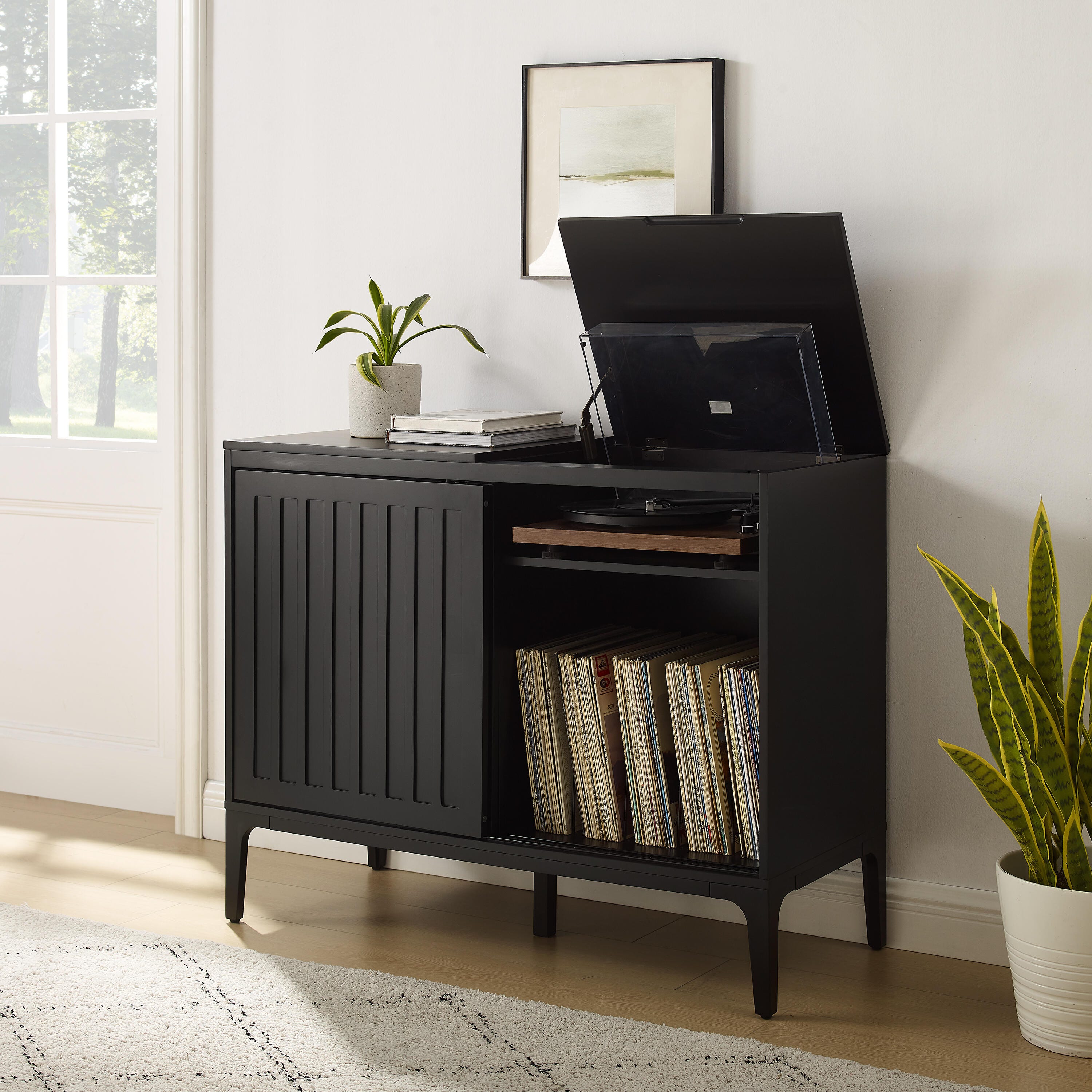 Crosley Furniture Asher 42" Record Storage Accent Console, , large