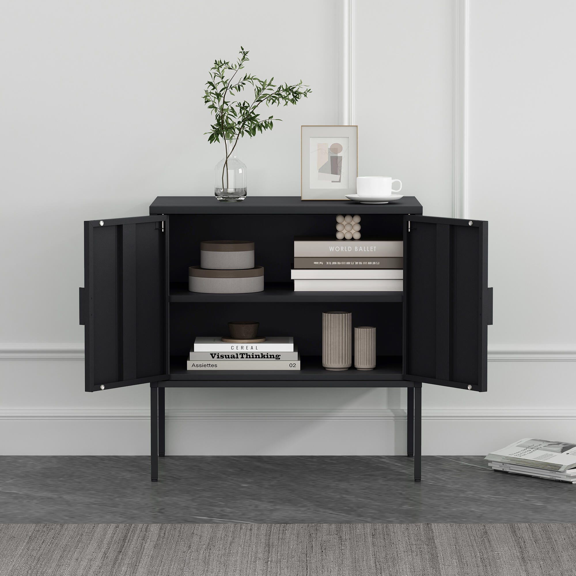 Manhattan Comfort Ava 24" Accent Cabinet, Black, large