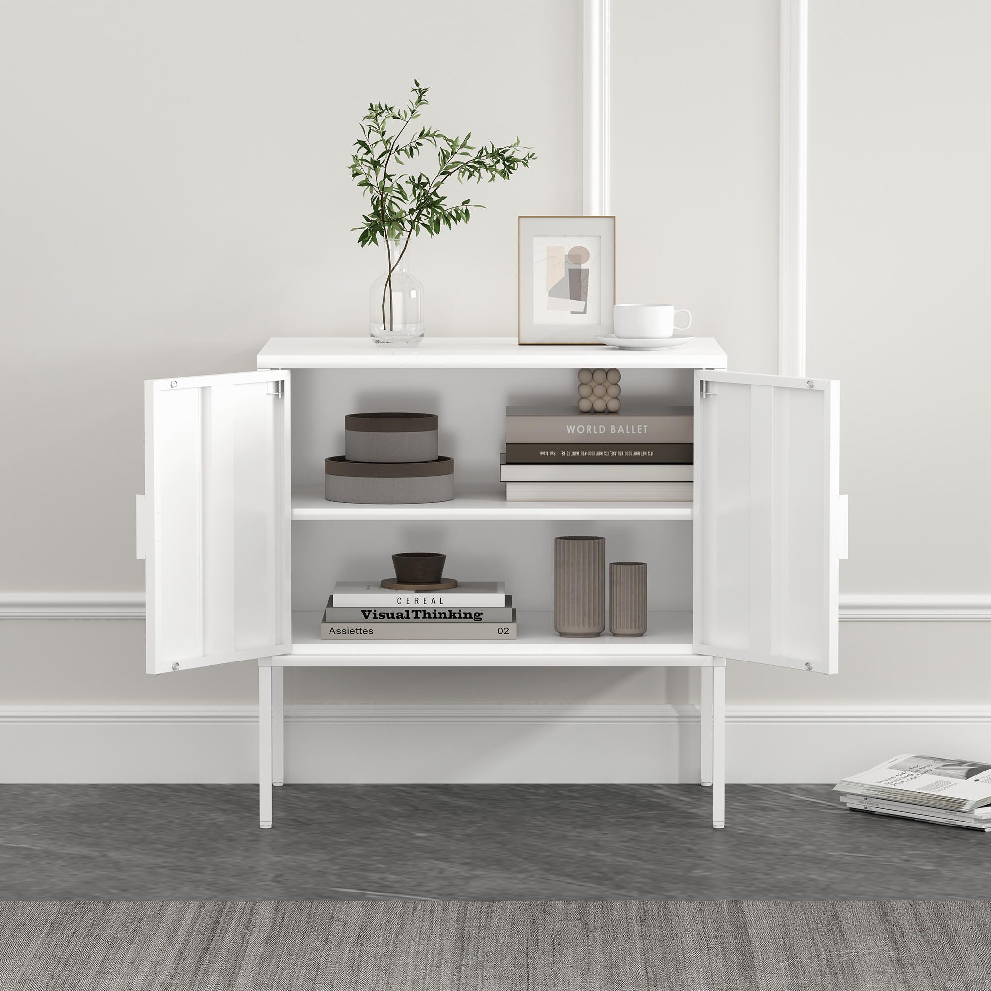 Manhattan Comfort Ava 24" Accent Cabinet, White, large