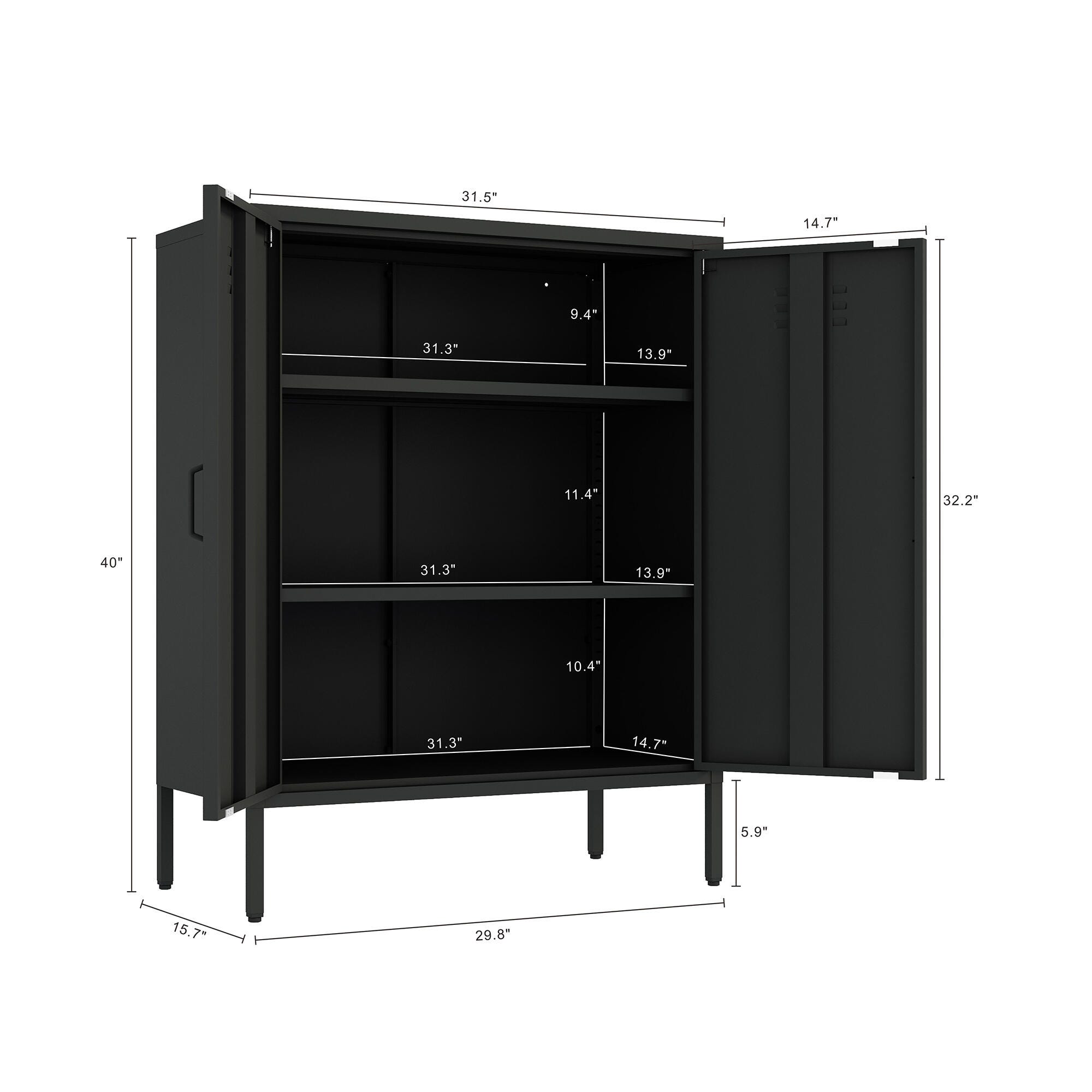 Manhattan Comfort Naomi 31" Accent Cabinet, Black, large