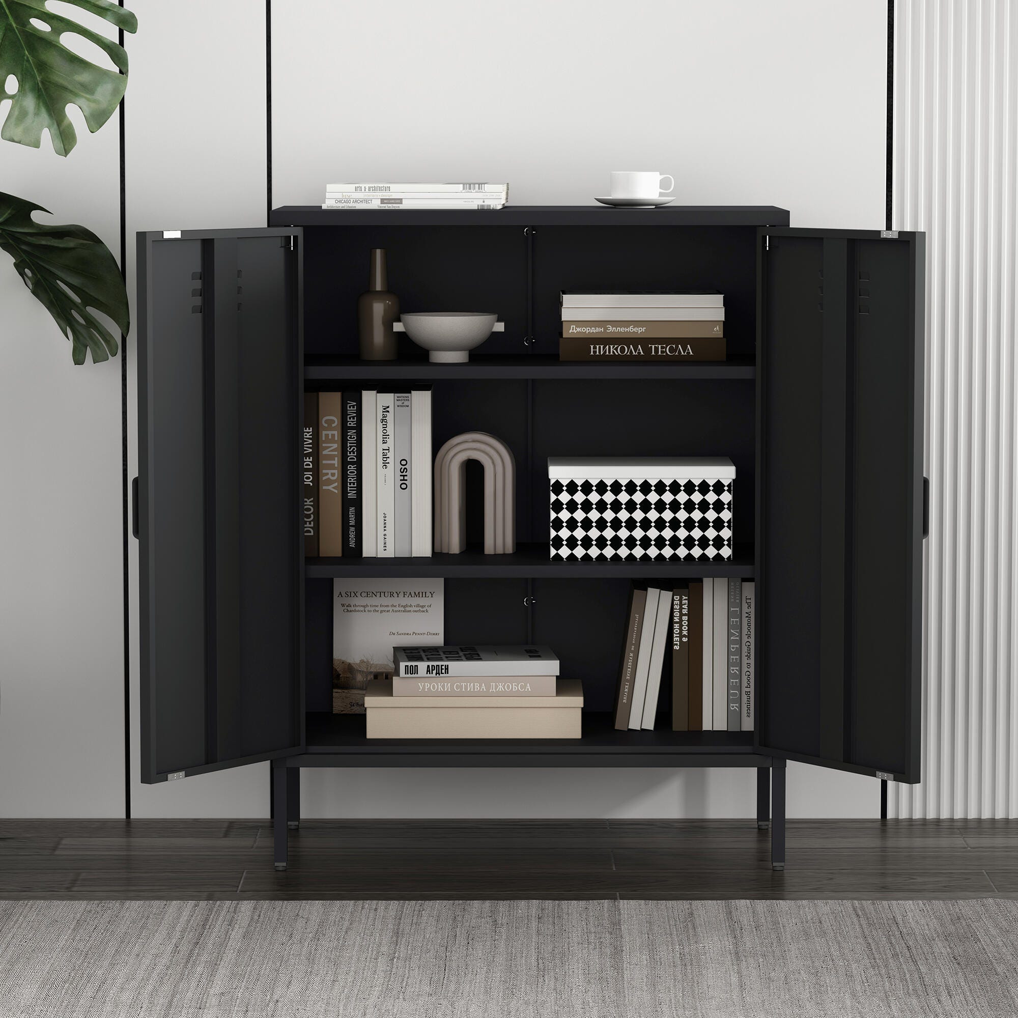 Manhattan Comfort Naomi 31" Accent Cabinet, Black, large