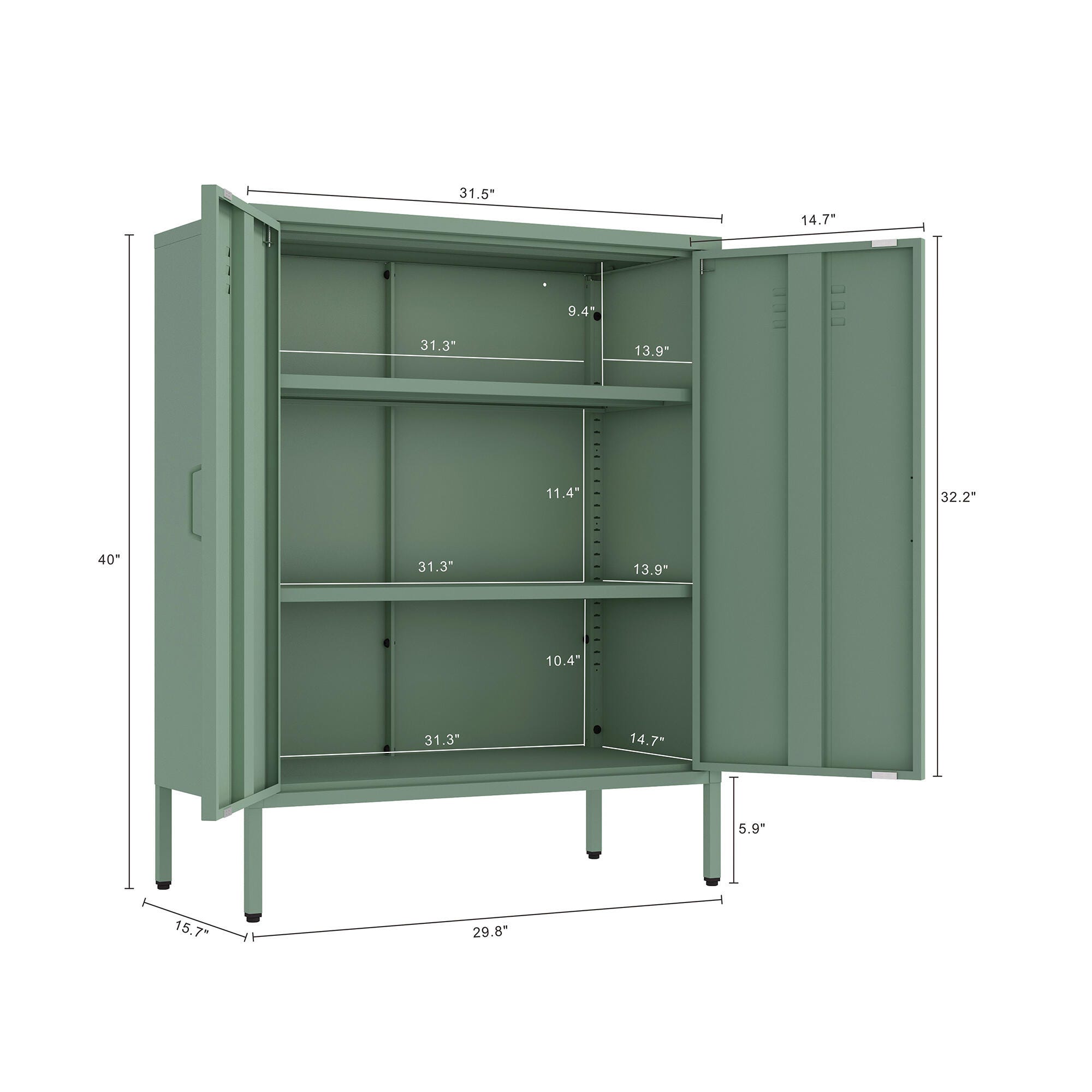 Manhattan Comfort Naomi 31" Accent Cabinet, Green, large
