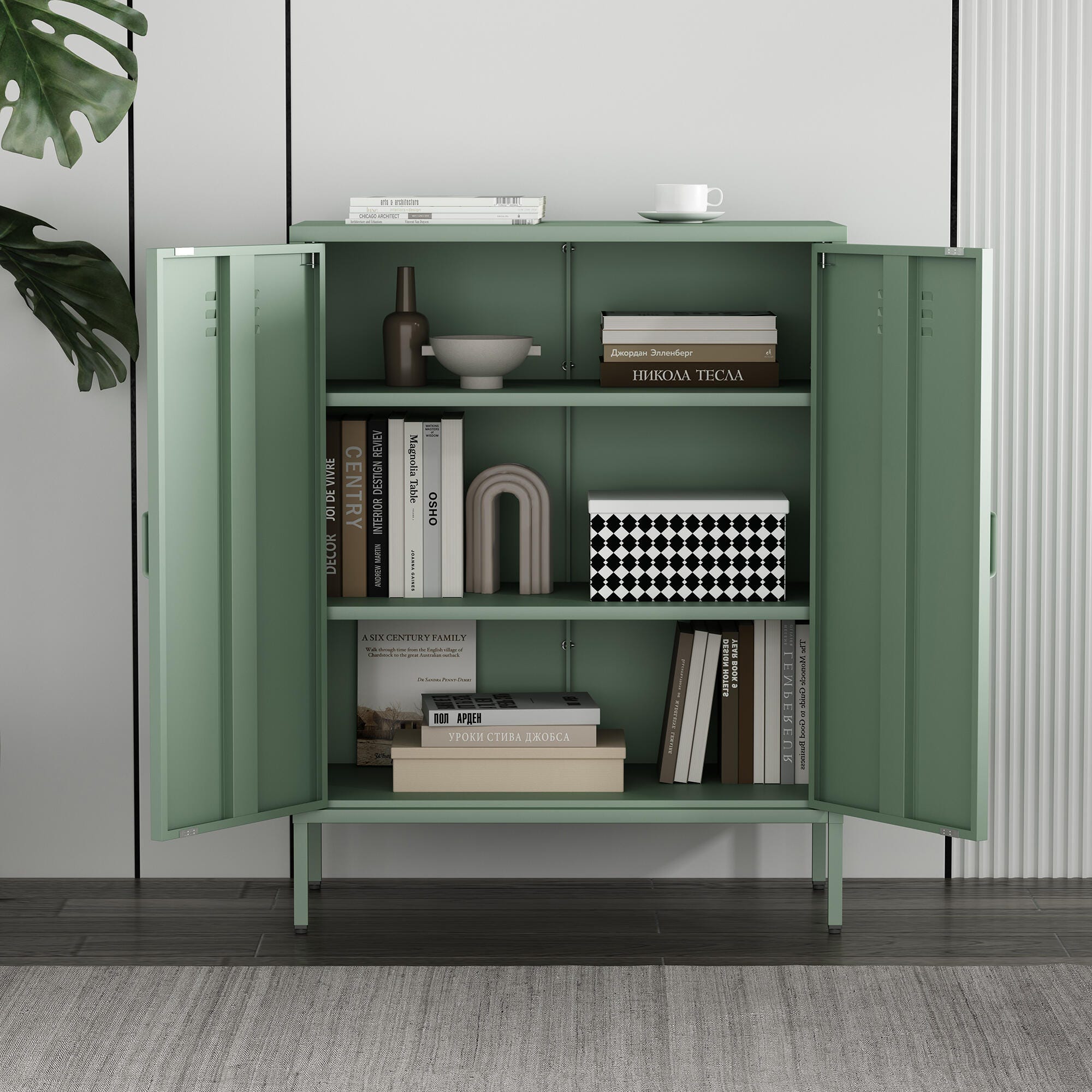 Manhattan Comfort Naomi 31" Accent Cabinet, Green, large