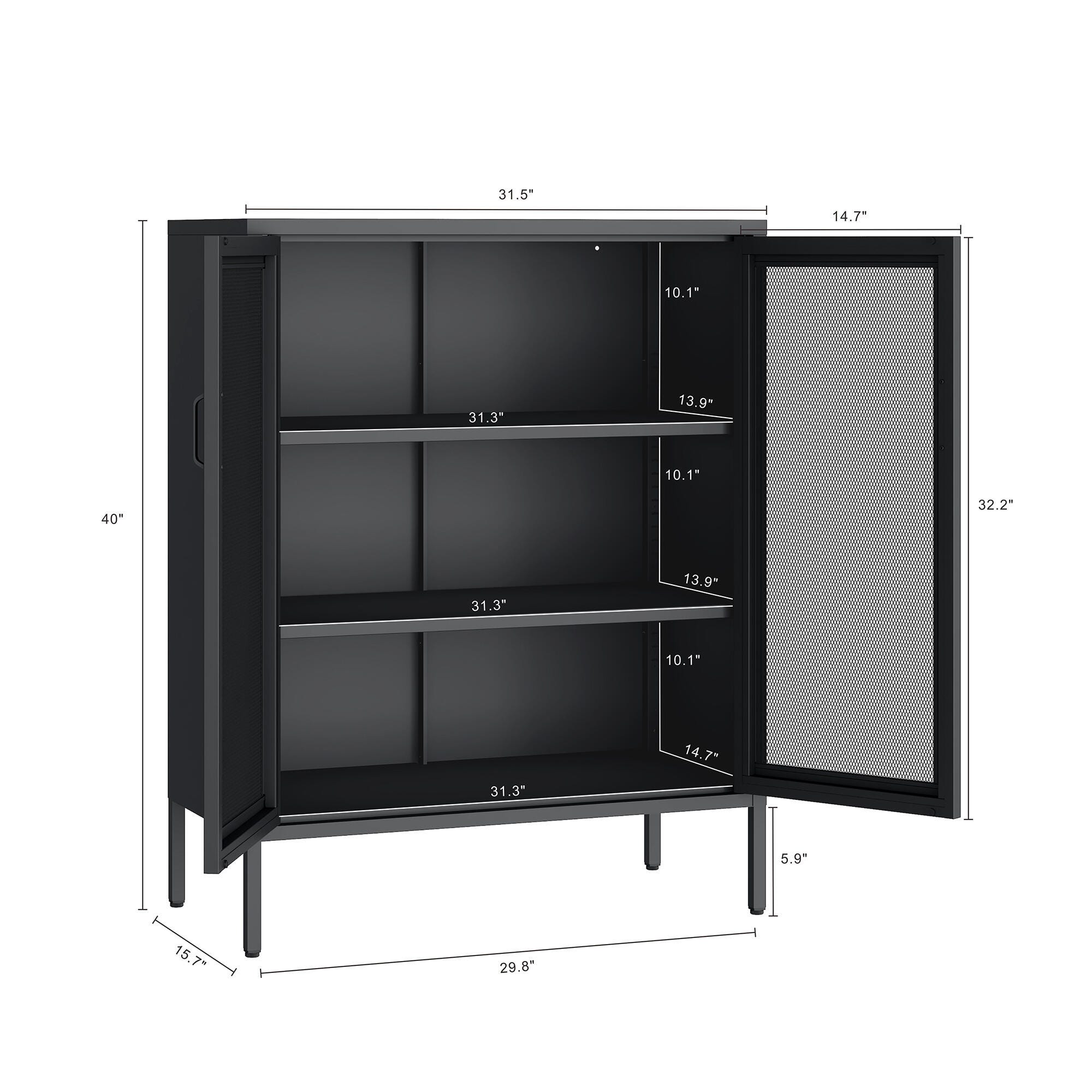 Manhattan Comfort Amelia 31" Accent Cabinet, Black, large