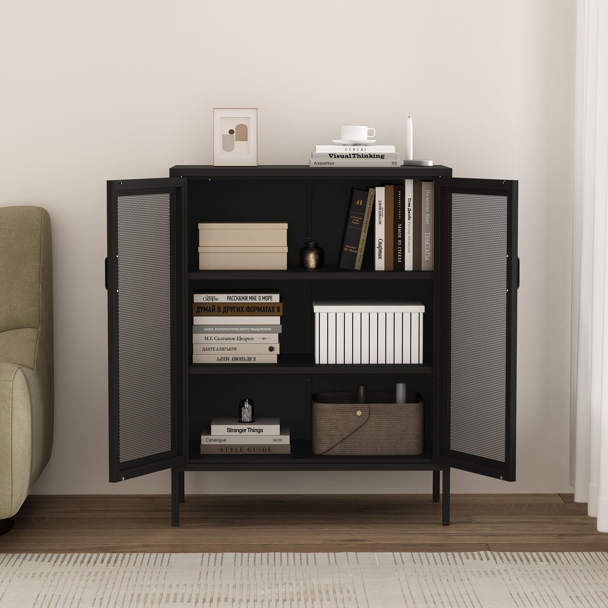 Manhattan Comfort Amelia 31" Accent Cabinet, Black, large