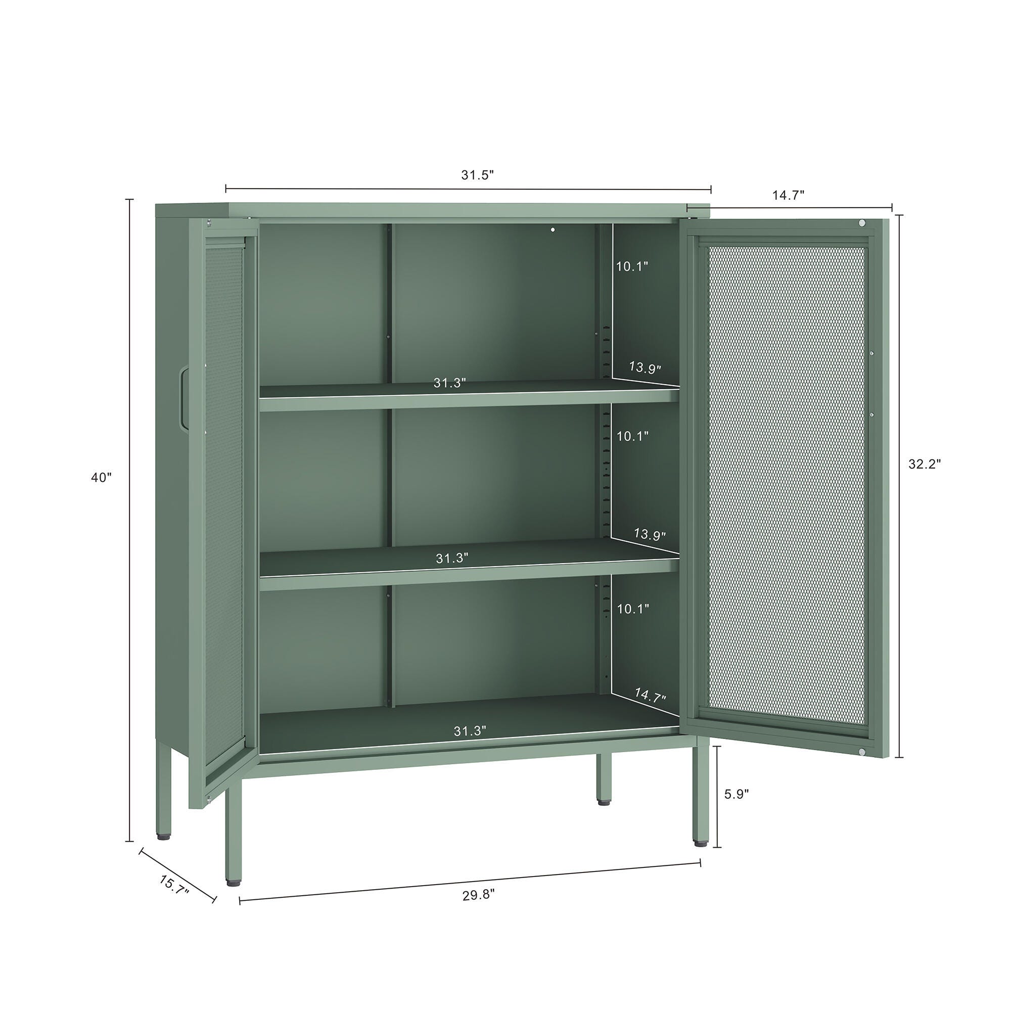 Manhattan Comfort Amelia 31" Accent Cabinet, Green, large