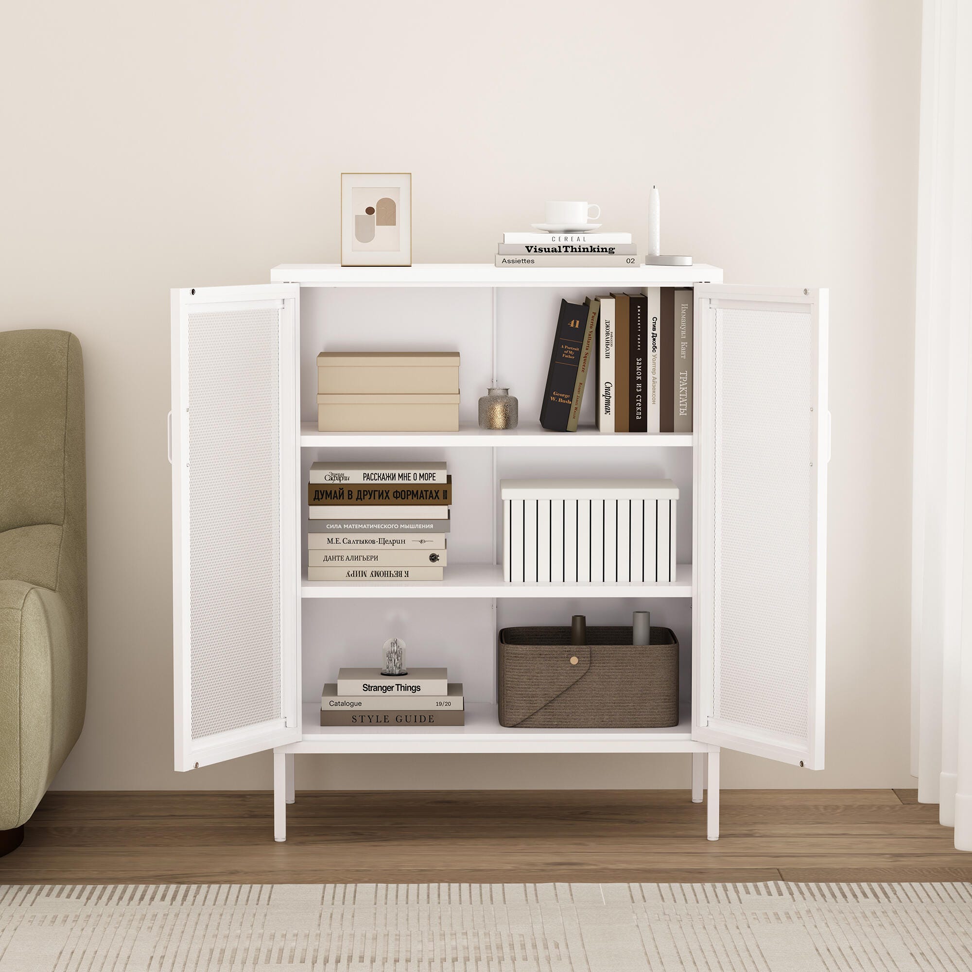 Manhattan Comfort Amelia 31" Accent Cabinet, White, large