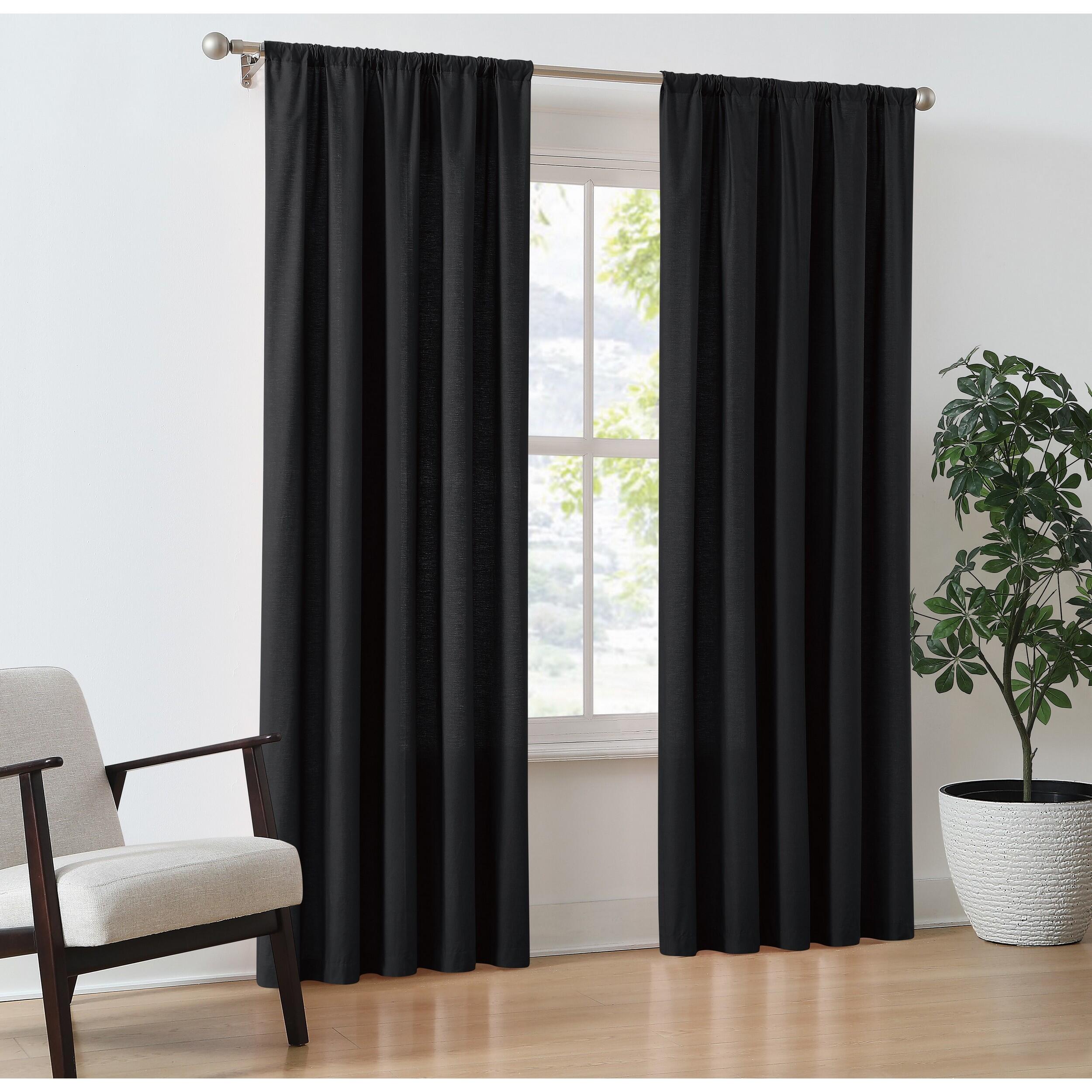 Brooklyn Loom 84" Window Panel Pair, Black, large