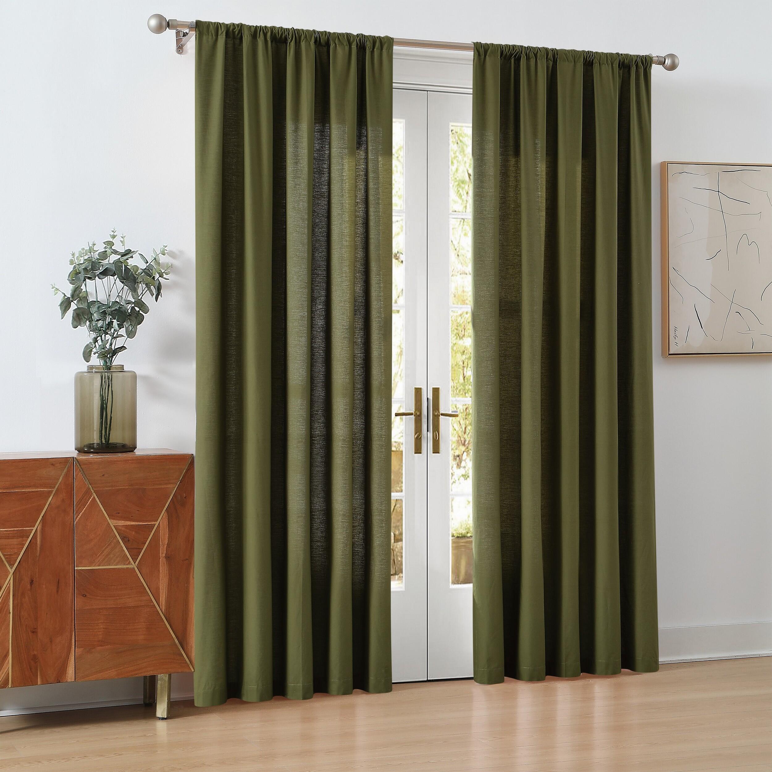 Cannon 84" Window Panel Pair, Olive Green, large