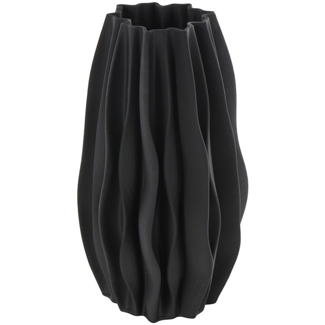 Bayberry Lane Wavy Ribbed Decorative Vase, Black