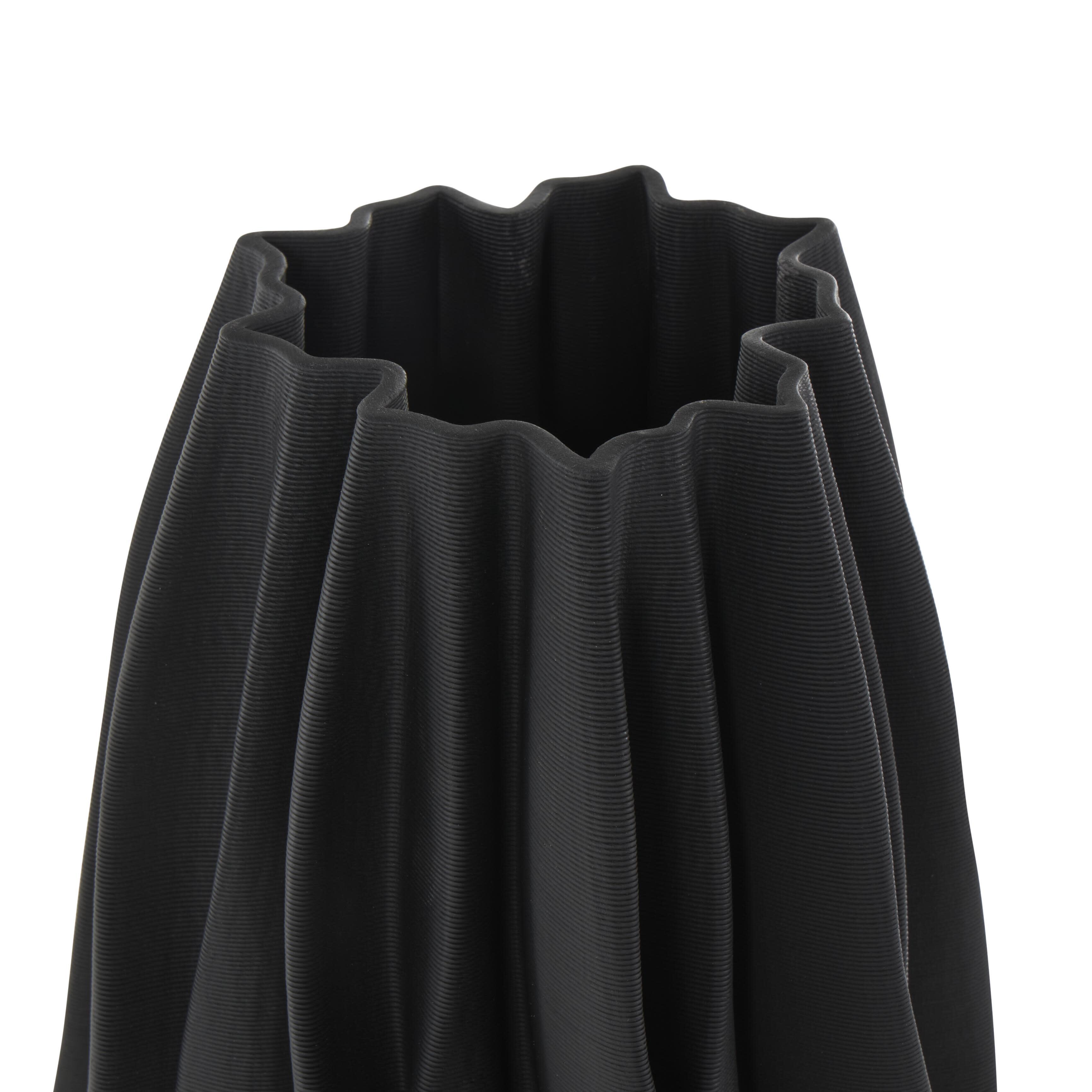 Bayberry Lane Wavy Ribbed Decorative Vase, Black, large