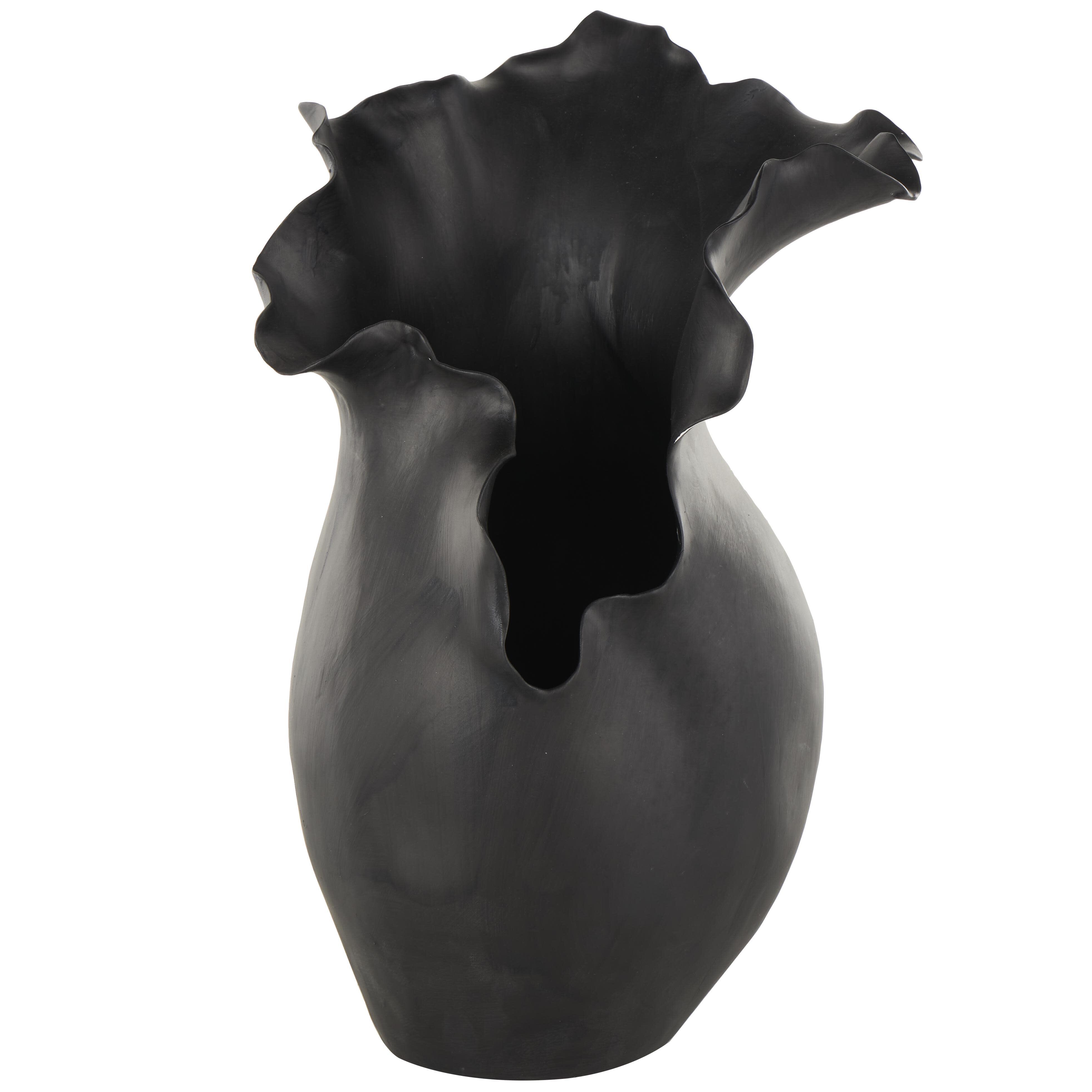 Bayberry Lane Wavy Folded Rim Floral Decorative Vase, , large
