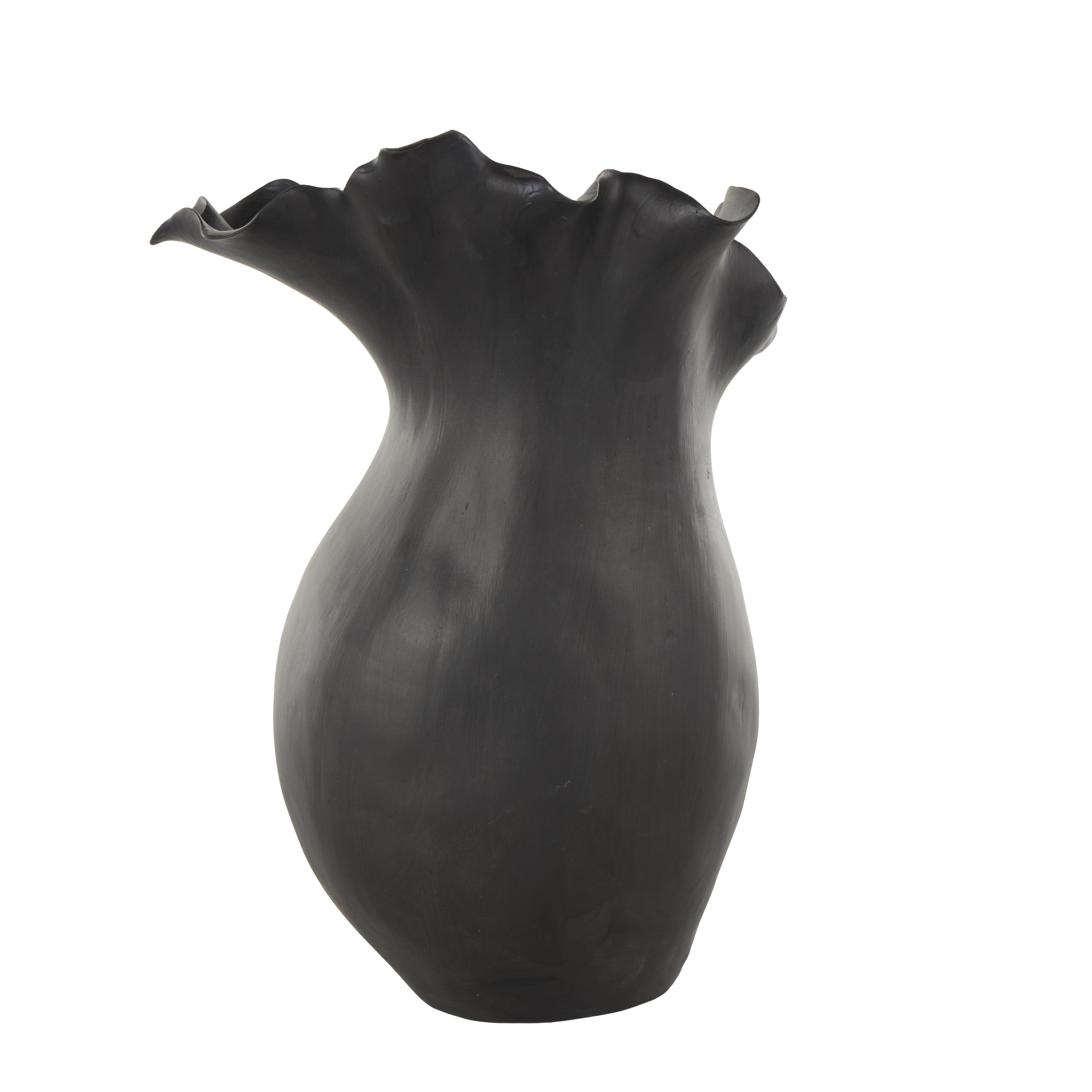 Bayberry Lane Wavy Folded Rim Floral Decorative Vase, , large