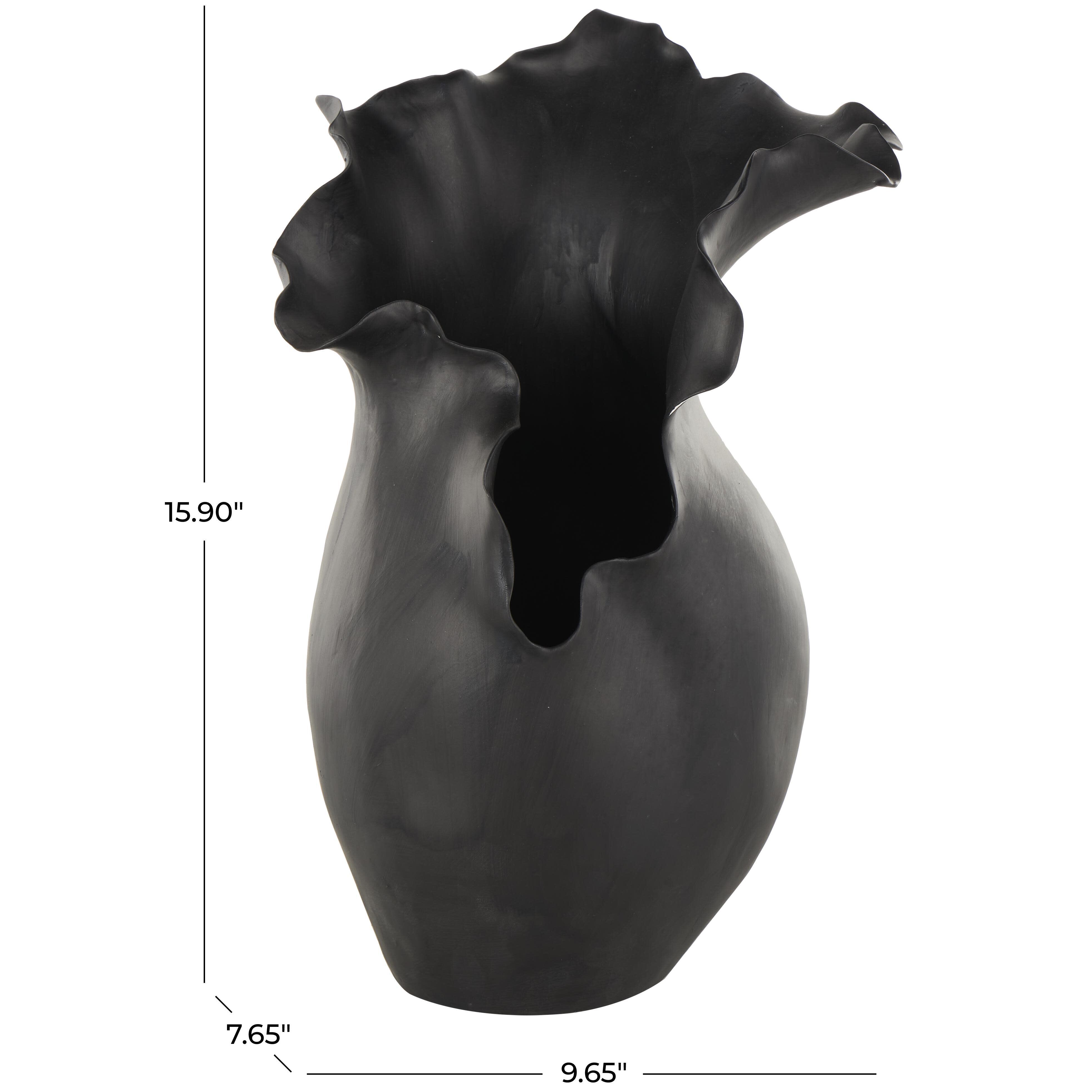 Bayberry Lane Wavy Folded Rim Floral Decorative Vase, , large