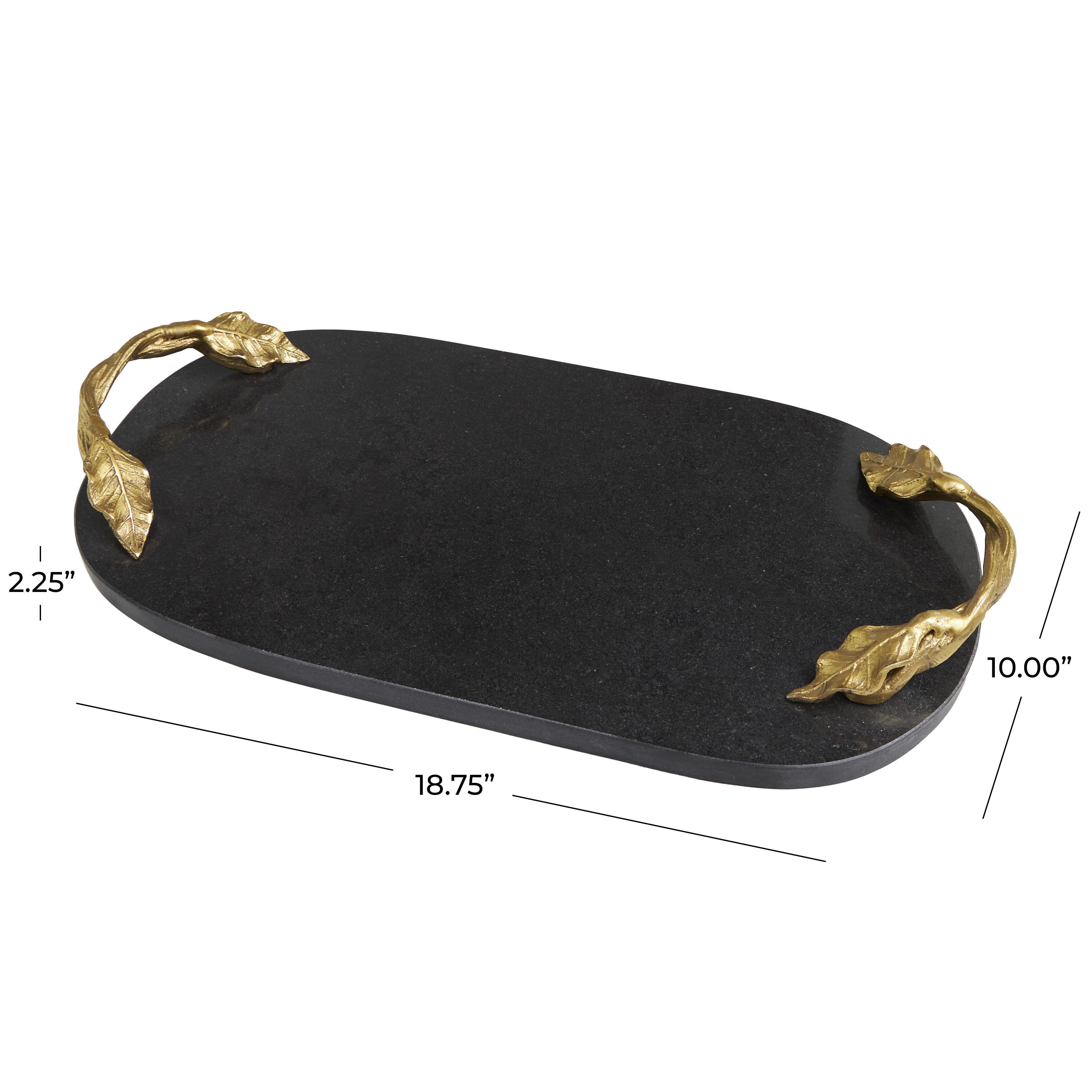 Bayberry Lane Twisted Leaf Handles Oval Decor Tray, , large