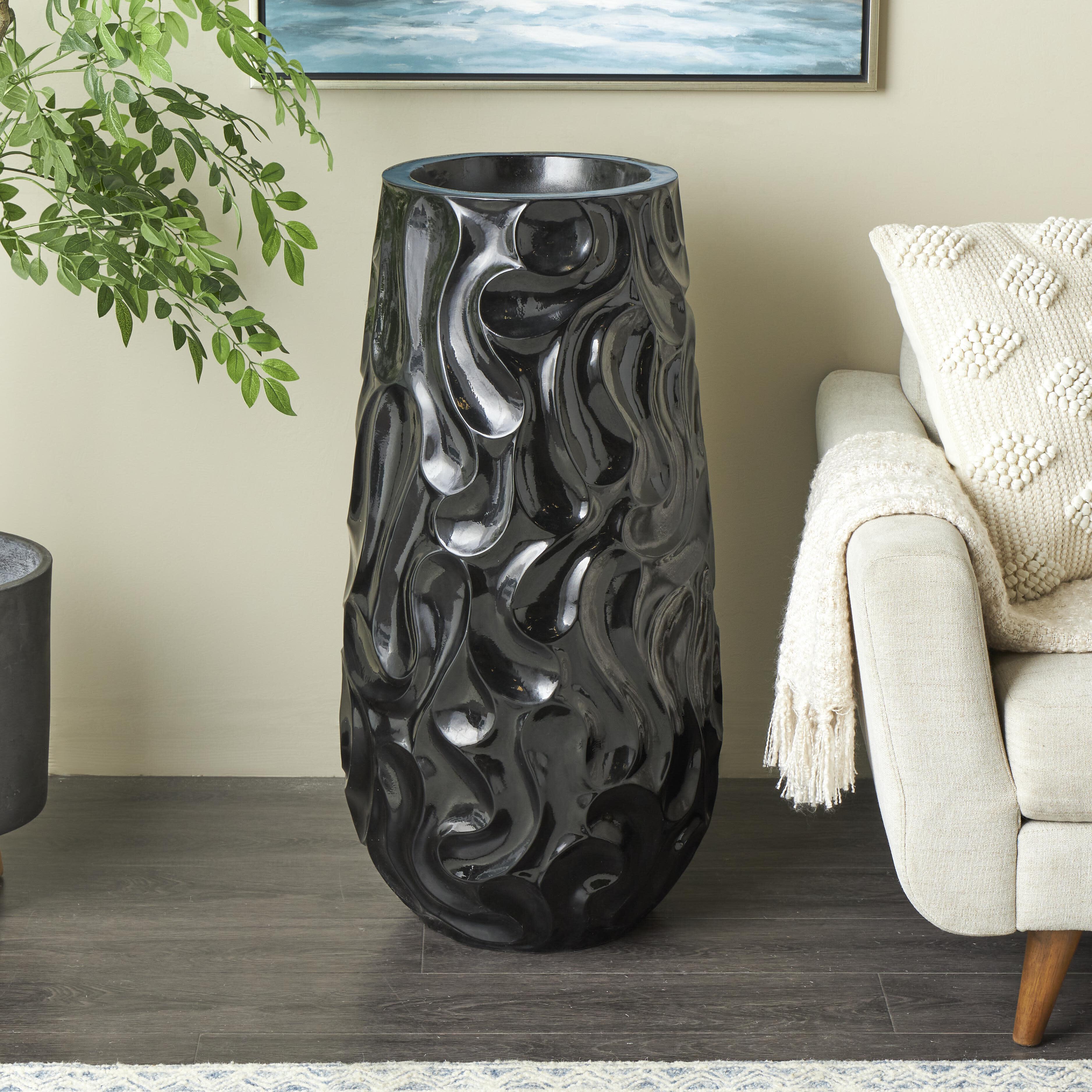 Bayberry Lane Large Wavy Textured Floor Decorative Vase, , rollover