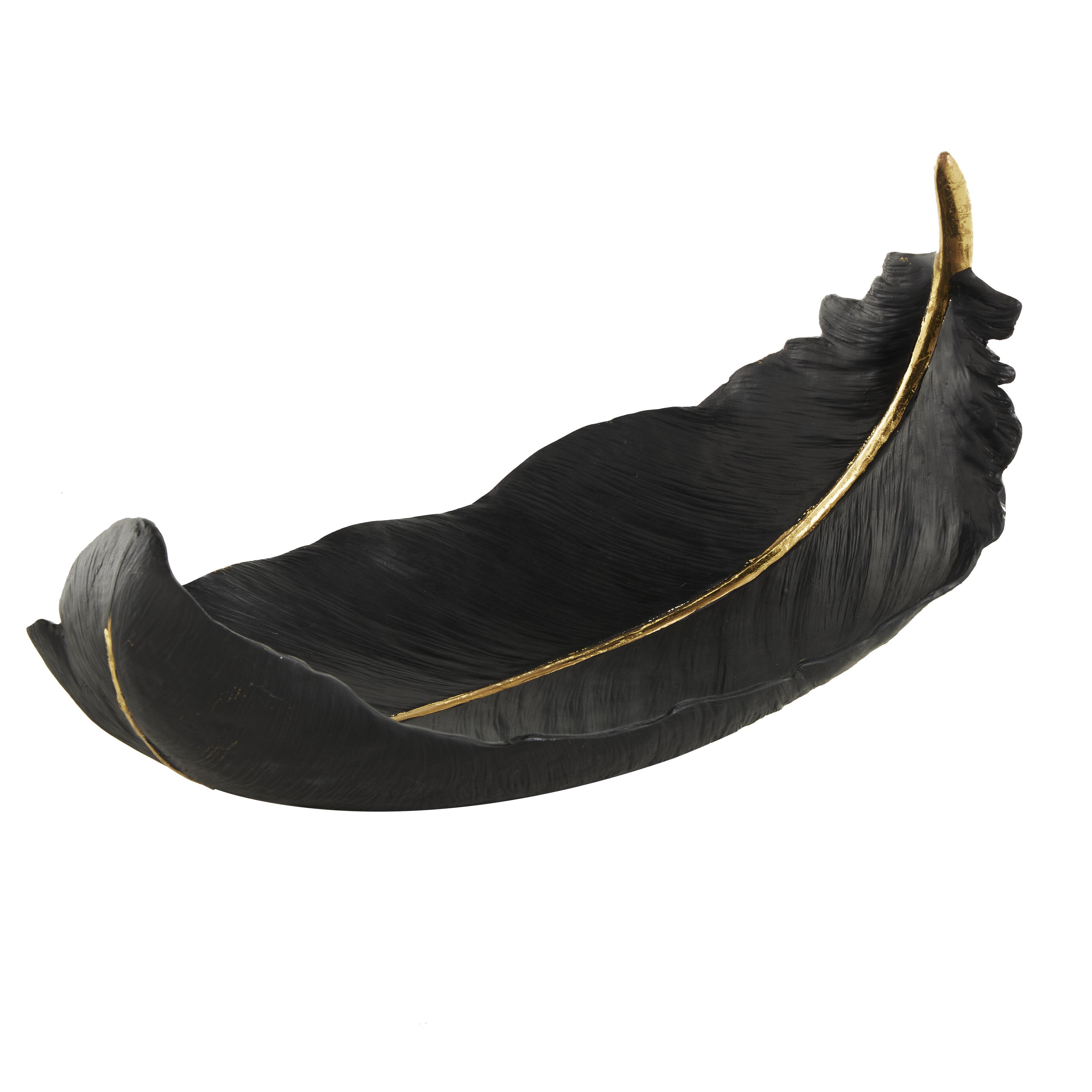 CosmoLiving by Cosmopolitan Gold Accents Decorative Feather Bowl, , large