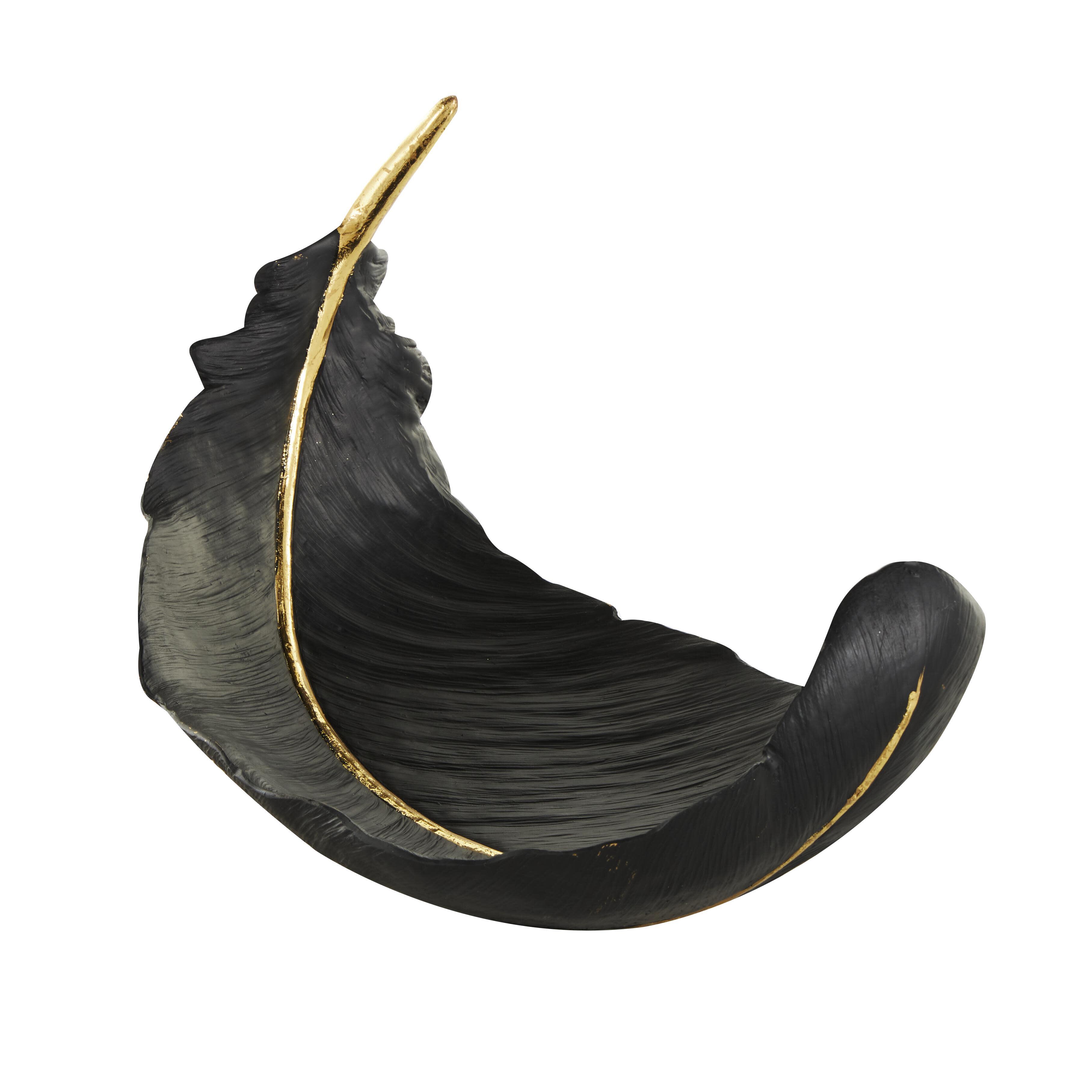 CosmoLiving by Cosmopolitan Gold Accents Decorative Feather Bowl, , large