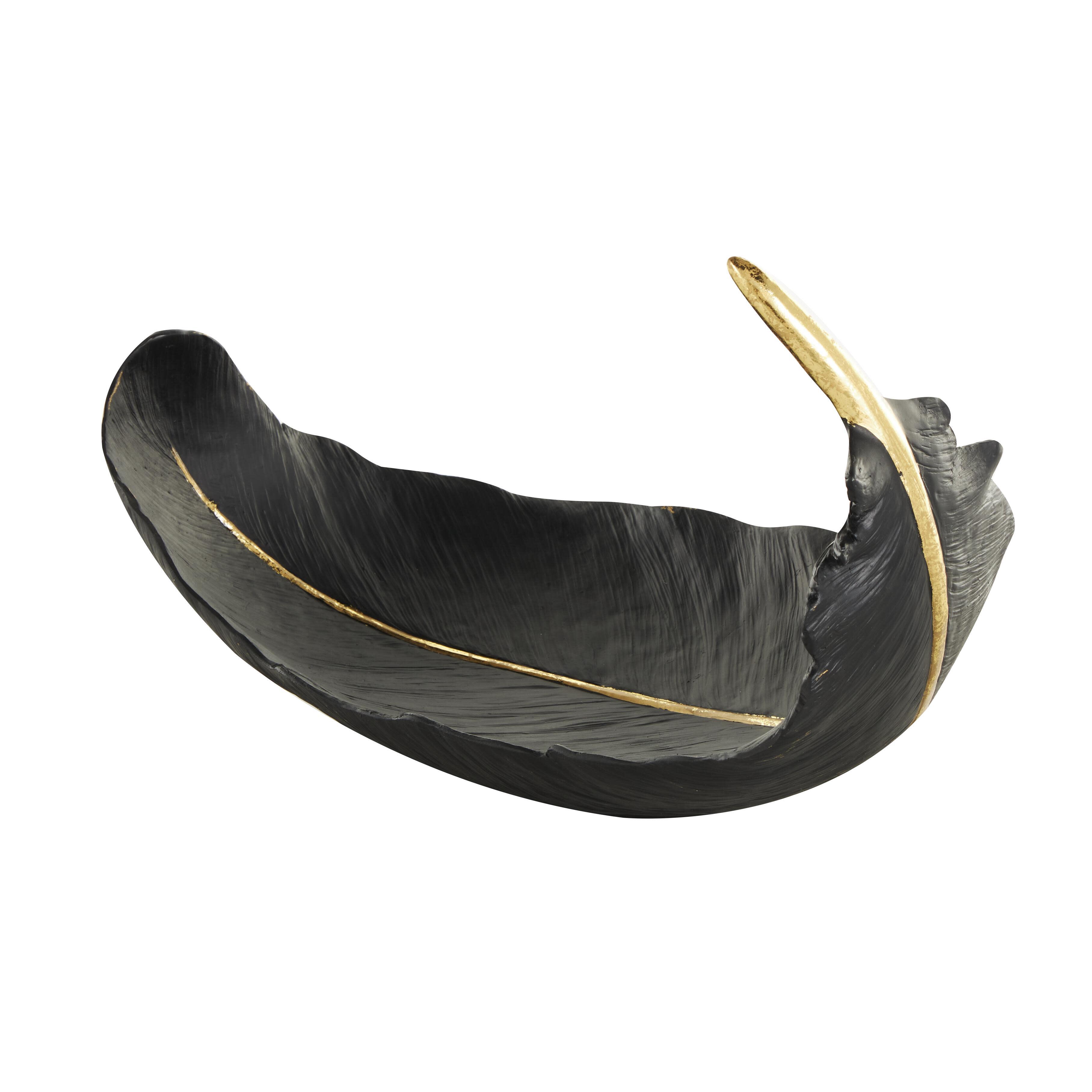 CosmoLiving by Cosmopolitan Gold Accents Decorative Feather Bowl, , large