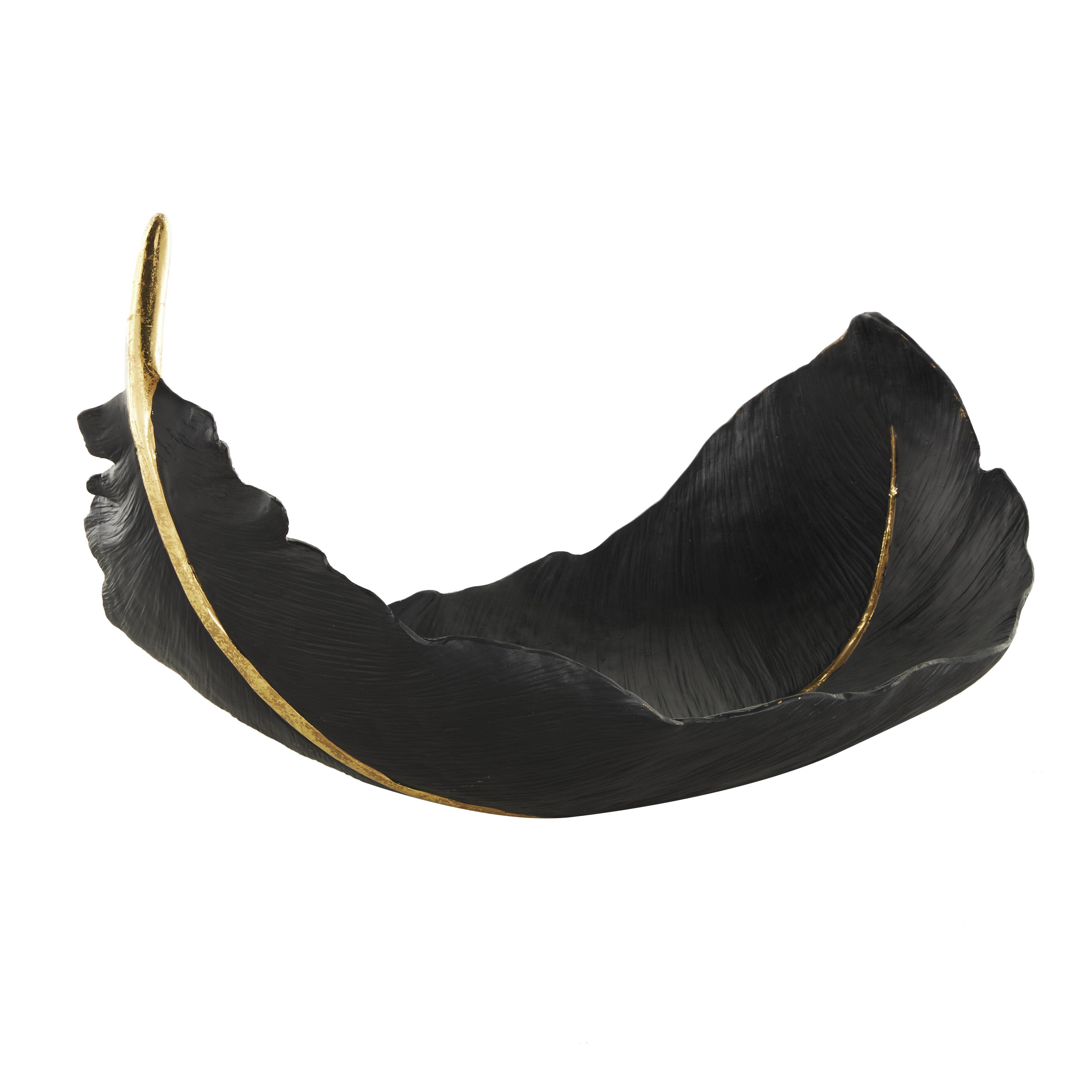 CosmoLiving by Cosmopolitan Gold Accents Decorative Feather Bowl, , large