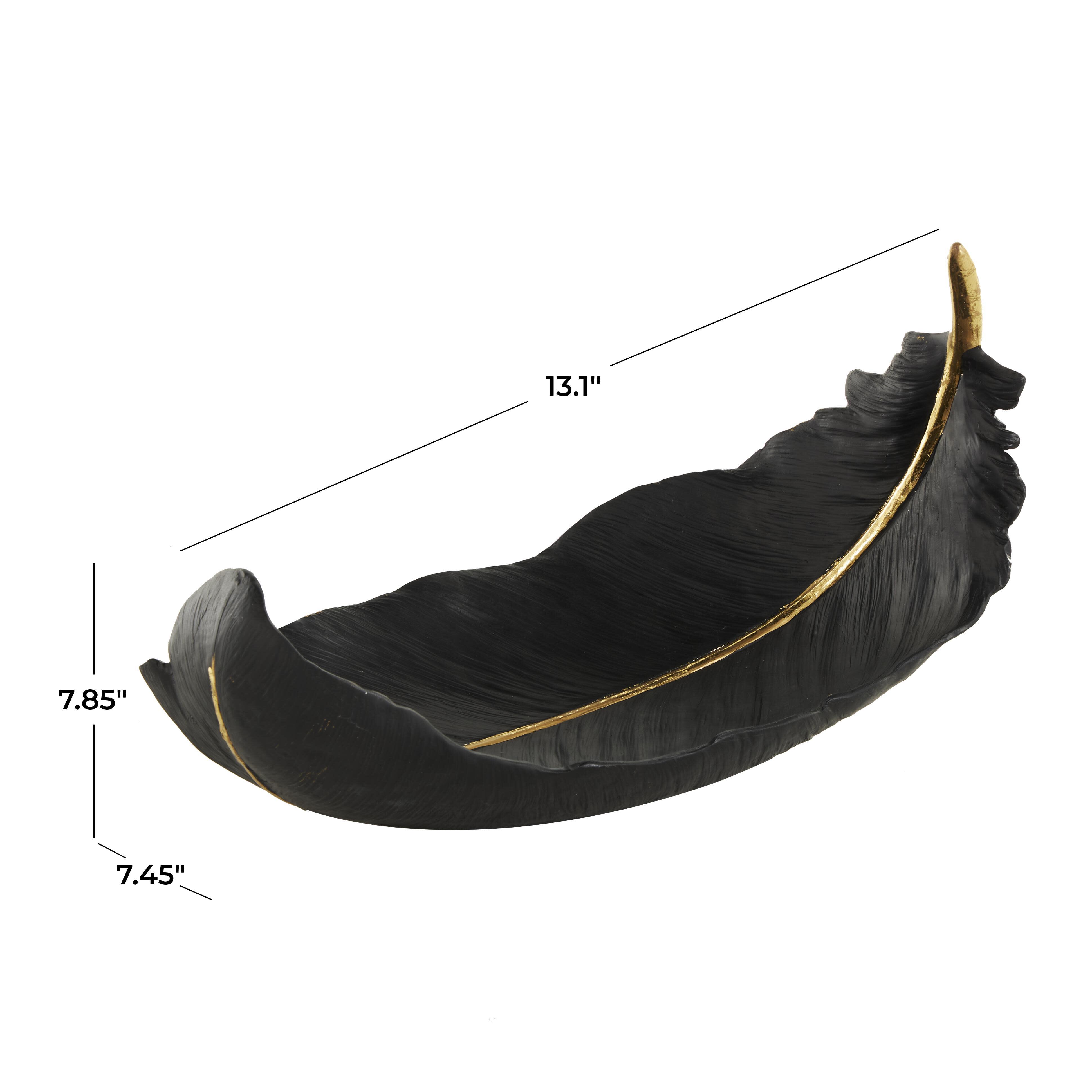 CosmoLiving by Cosmopolitan Gold Accents Decorative Feather Bowl, , large