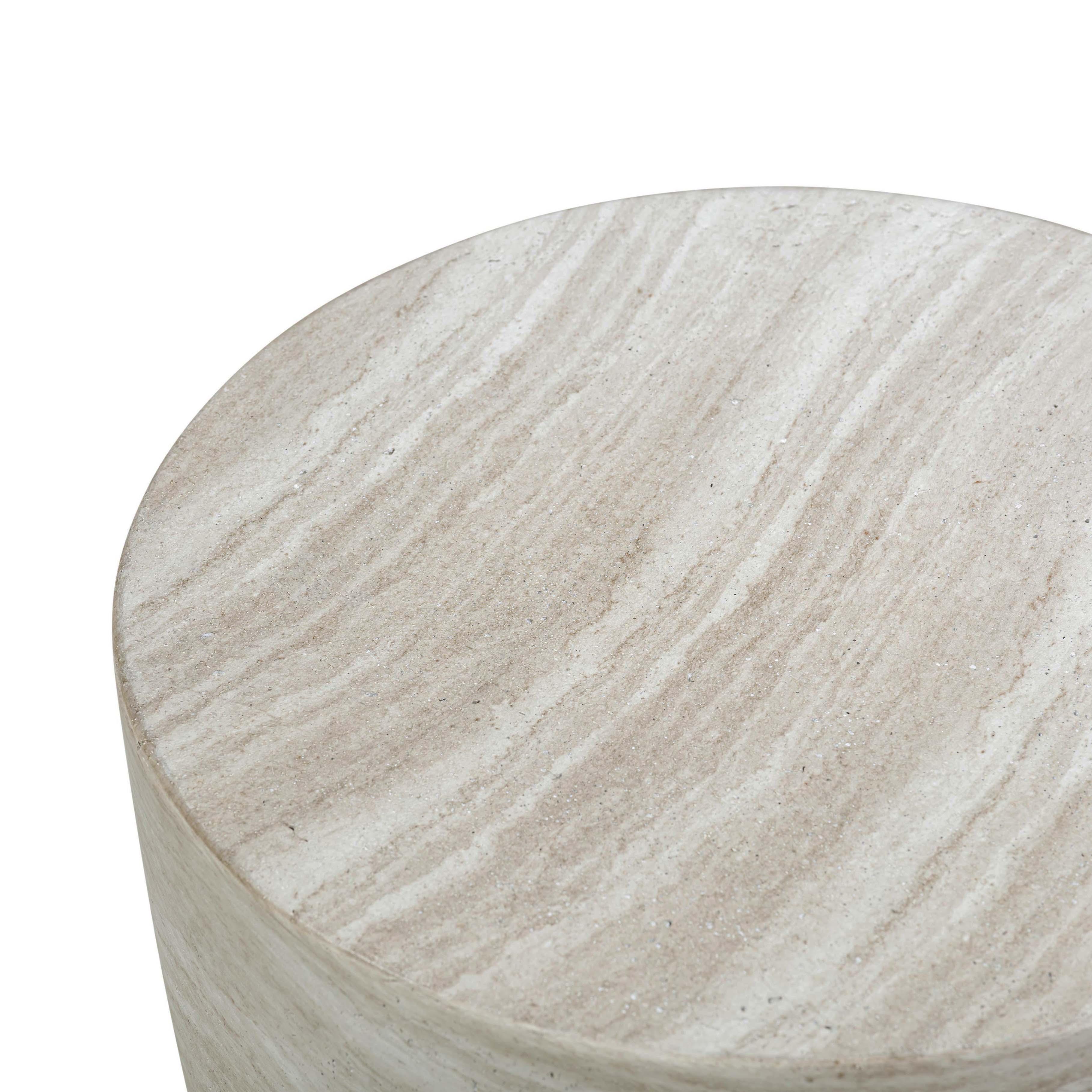TOV Furniture Charra Side Table, Travertine, large